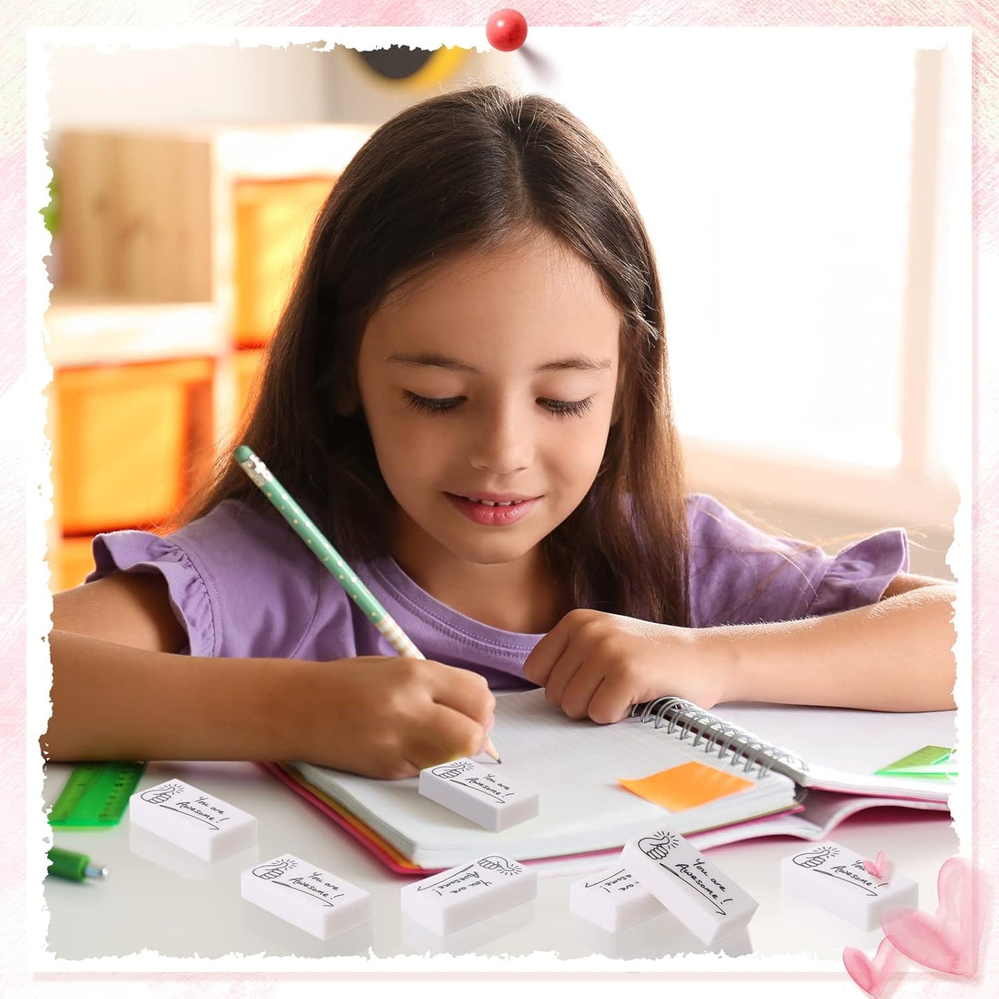 Fuutreo 200 Pcs Welcome Back to School Gifts for Students Inspirational Pencil Erasers Bulk You are Awesome White Cute Fun Erasers First Day of School Gifts Classroom Prizes from Teachers