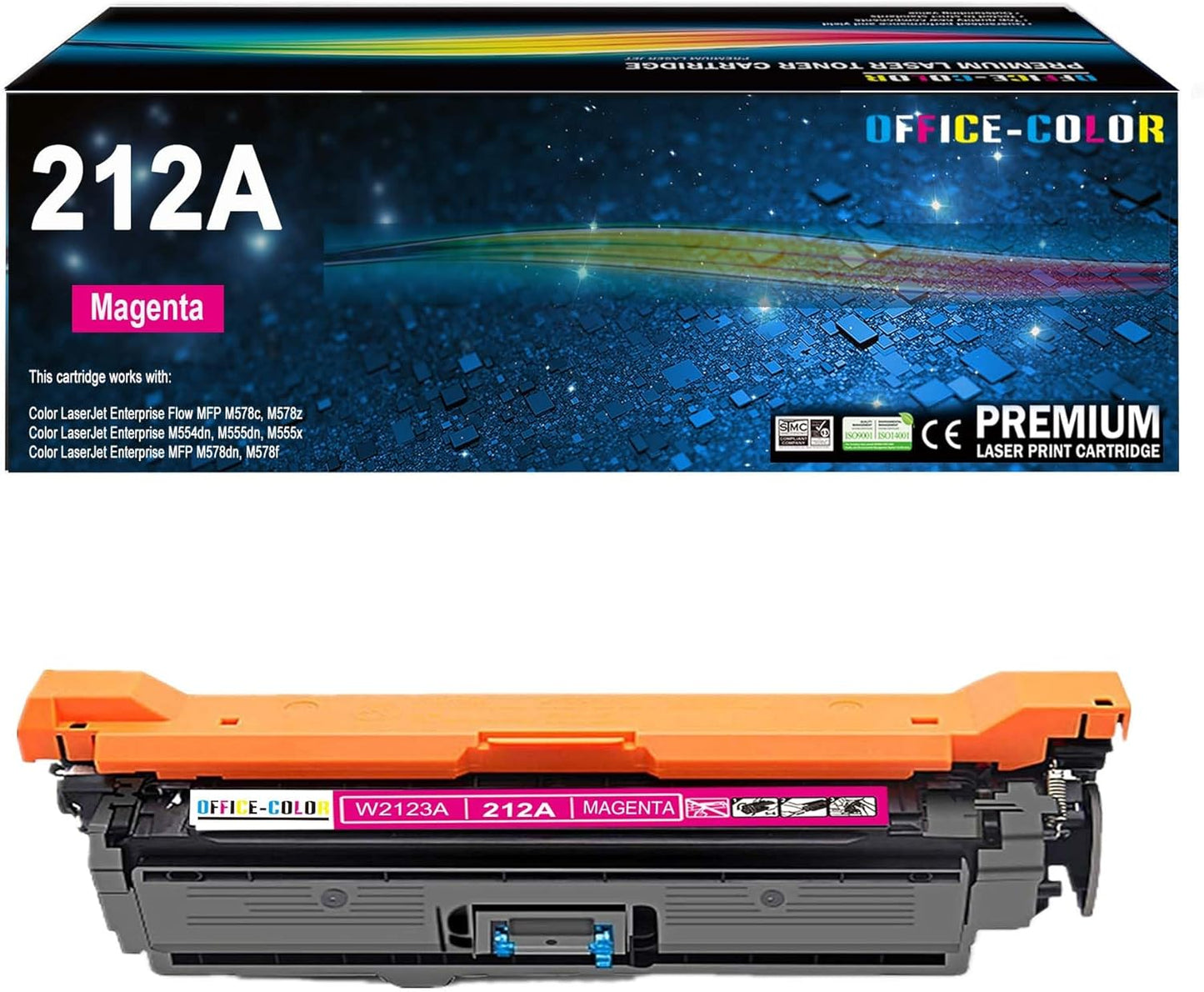 212A Magenta Toner Cartridge Replacement for HP 212A W2123A for HP Color Laserjet Enterprise M554, M555 Series, Color Laserjet Enterprise MFP M578 Series