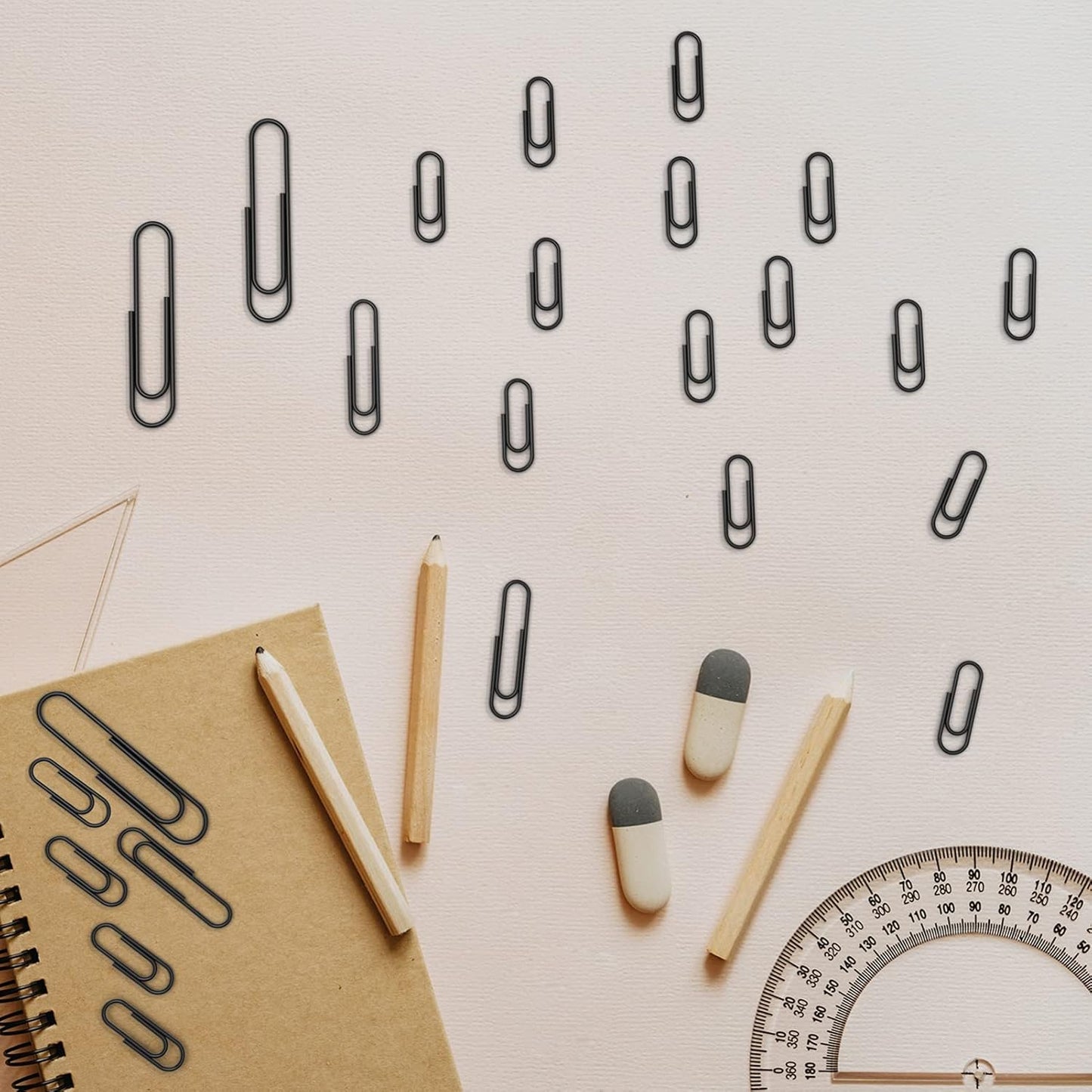 520 PCS Black Paper Clips Assorted Sizes, Small Medium and Large (1.1", 1.3" & 2"), Paperclips for Office, School, Home Supplies-Black