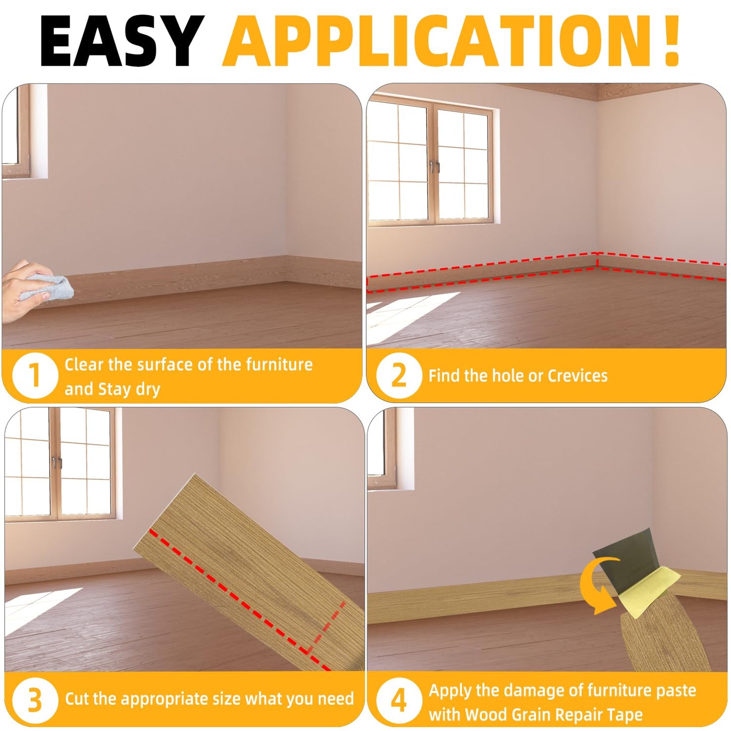 GSCIT Club Oak Wallpaper, 24 inch X 25ft Self Adhesive Wood Grain Repair Tape Patch for Tables, Chairs, Baseboards, Doors, Windows, Floors, Handicraft DIY.