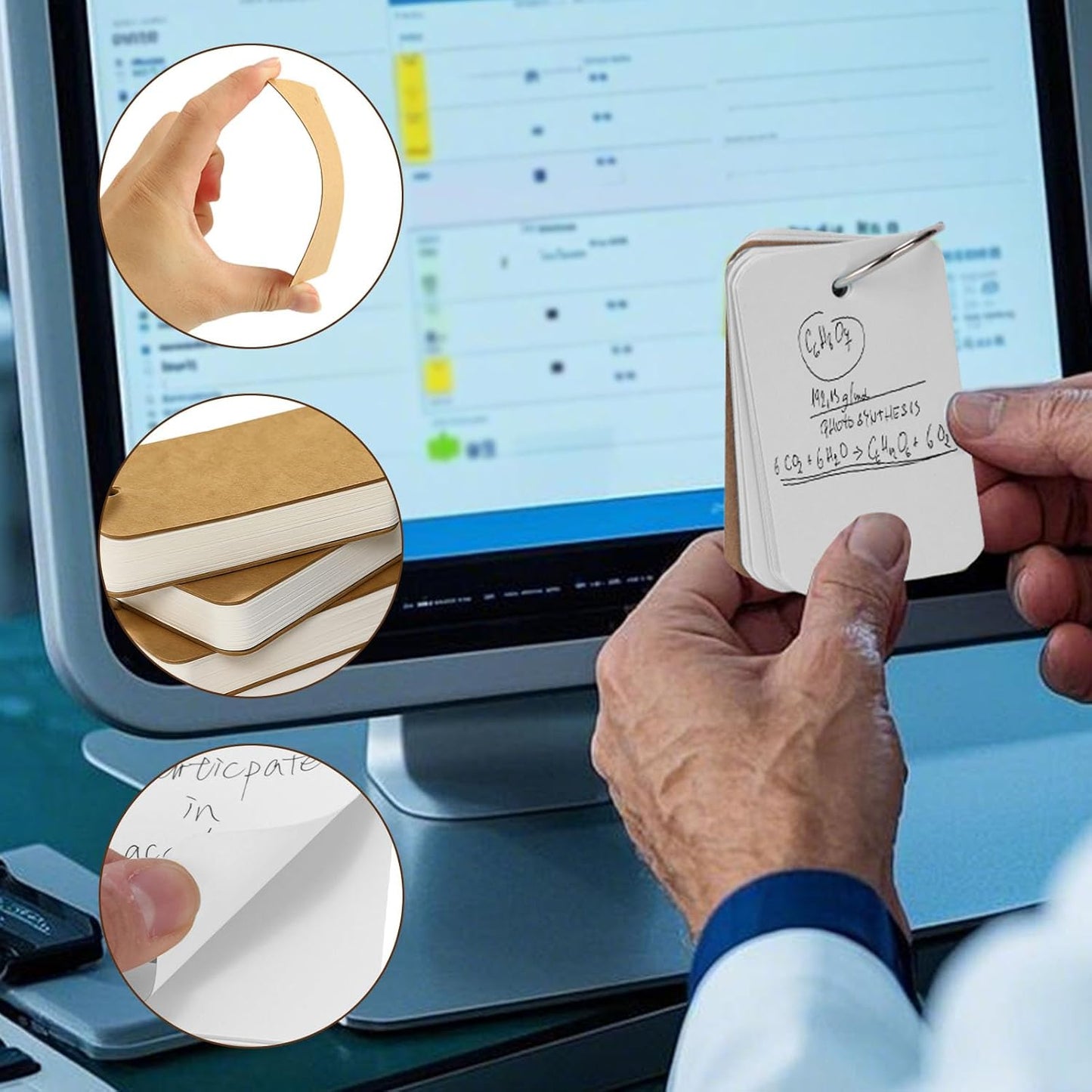 Koogel 300PCS Index Cards with Rings, 2.2 x 3.5 Small Flash Cards for Back to School, Portable Mini Blank Flashcards Study Notecard for Studying Note Taking To Do List Classroom College Supplies