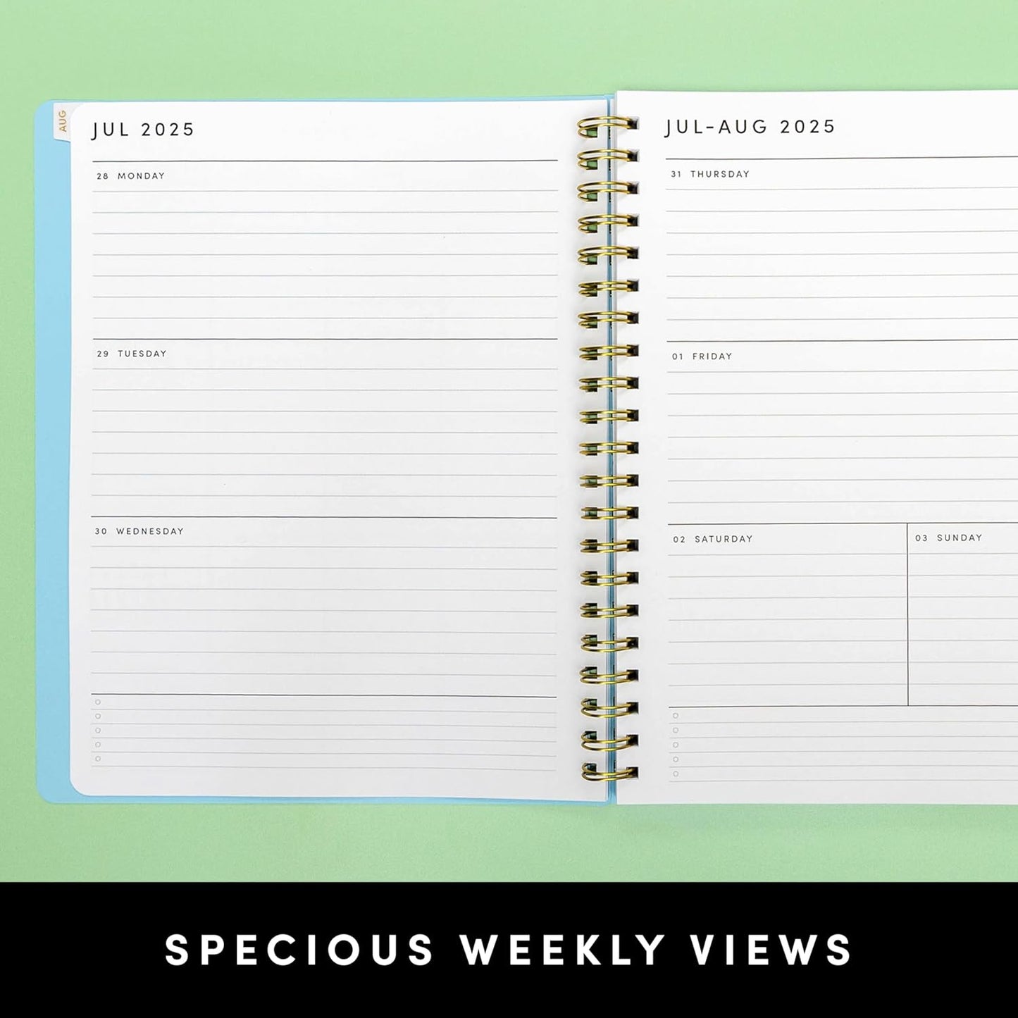 PAPERAGE 17 Month Academic Planner 2025-2026, Weekly & Monthly Spreads, August 2025 - December 2026, Large (8.5 in x 11 in), Dark Green