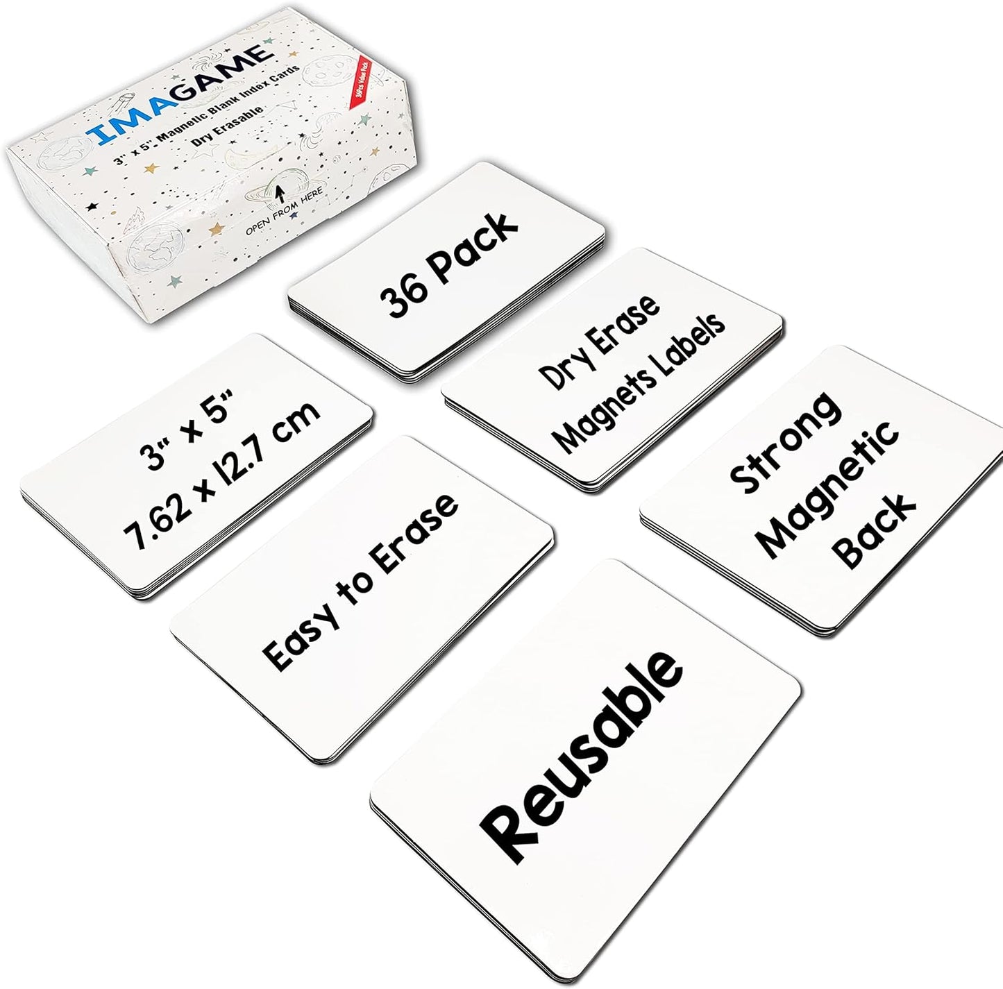 Dry Erase Magnets, Blank Magnetic Dry Erase Labels, 36-Pack, Erasable Magnets for Whiteboard, Multipurpose White Magnetic Labels to Write On for Classroom, Home, Education, Office, 3" x 5"