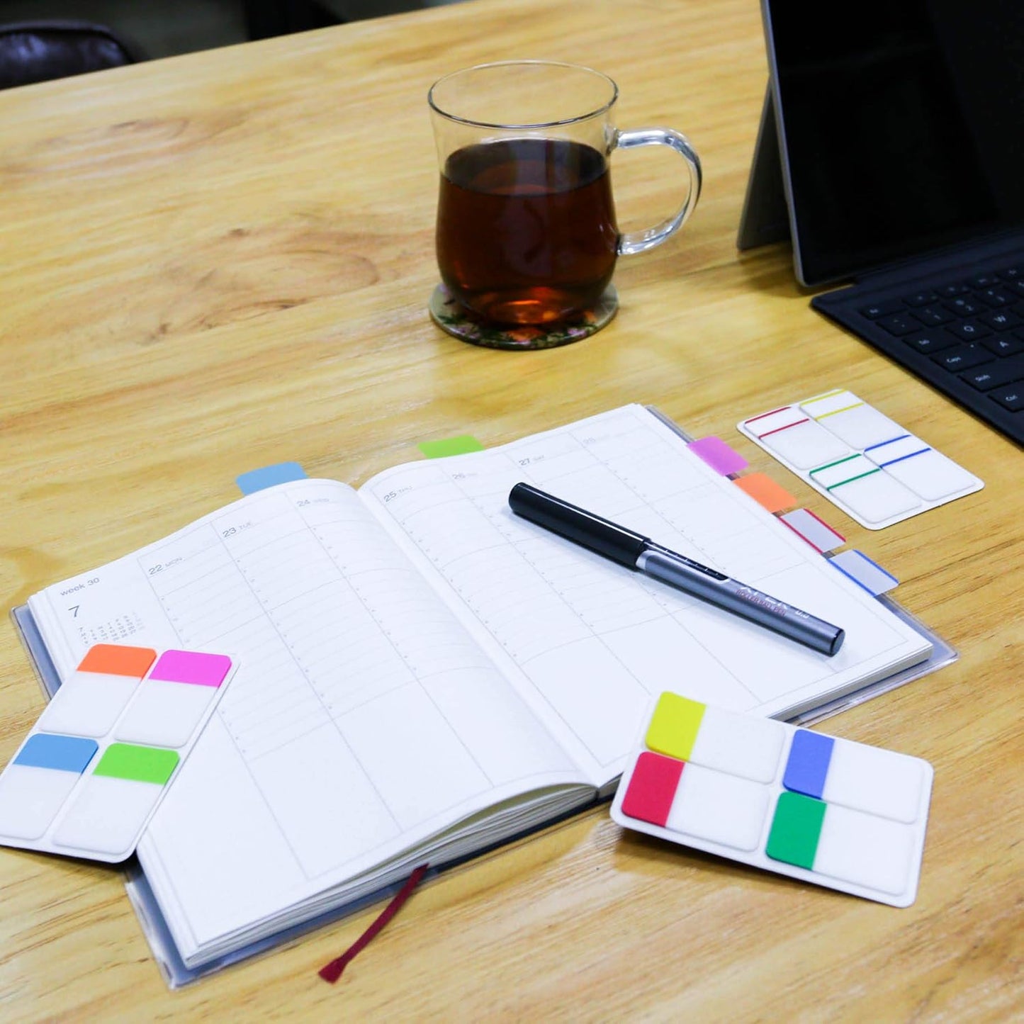 KICNIC File Index Tabs 1 Inch Sticky Flags 960 Pcs, Colored Page Markers Self Adhesive, Repositionable Note Tabs for Documents, Books, Paper, Notebooks, Filing and Folders [24 Sets, 10 Colors]