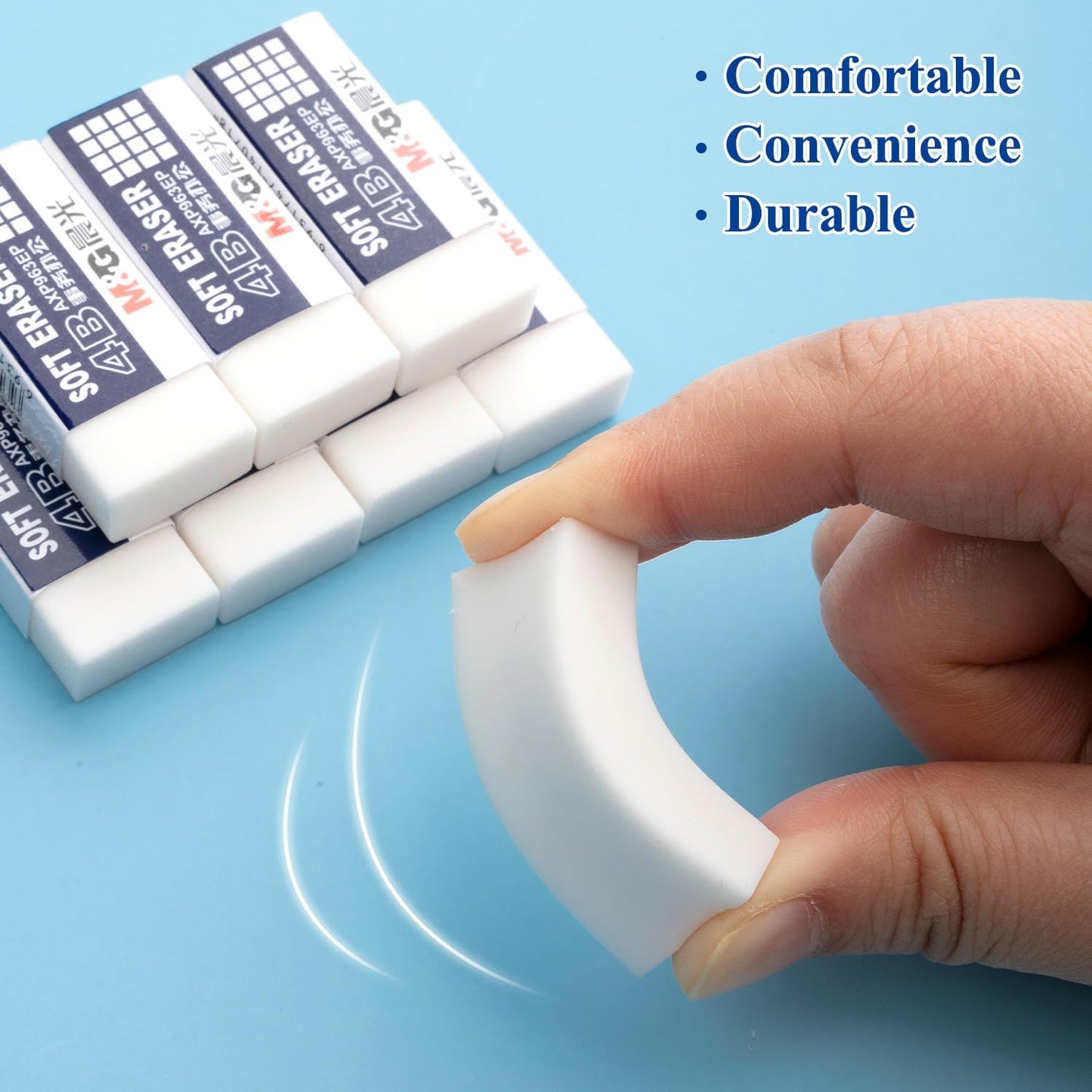 M&G 24 Pack Erasers Pencil Erasers, 4B White Rubber Eraser Rectangular Bulk for Kids School Students Office, Art Erasers for Drawing
