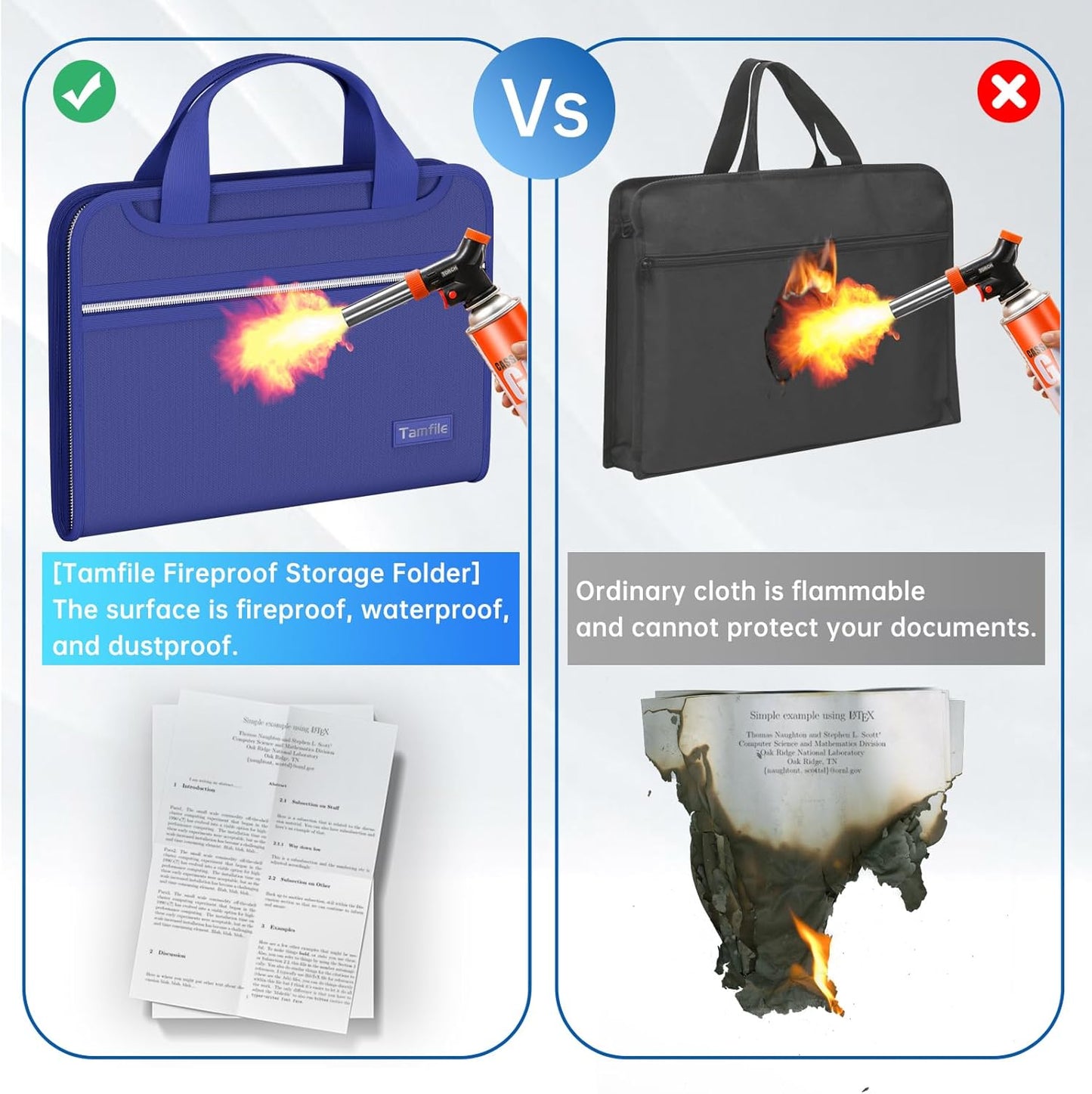 Fireproof Accordion File Organizer with Handle, 13 Pocket Expanding File Folder with Zipper & Labels, File Folder with 3 Ring Binder, Multi Pockets Paper Organizer Folder for Letter A4 Files (Blue)