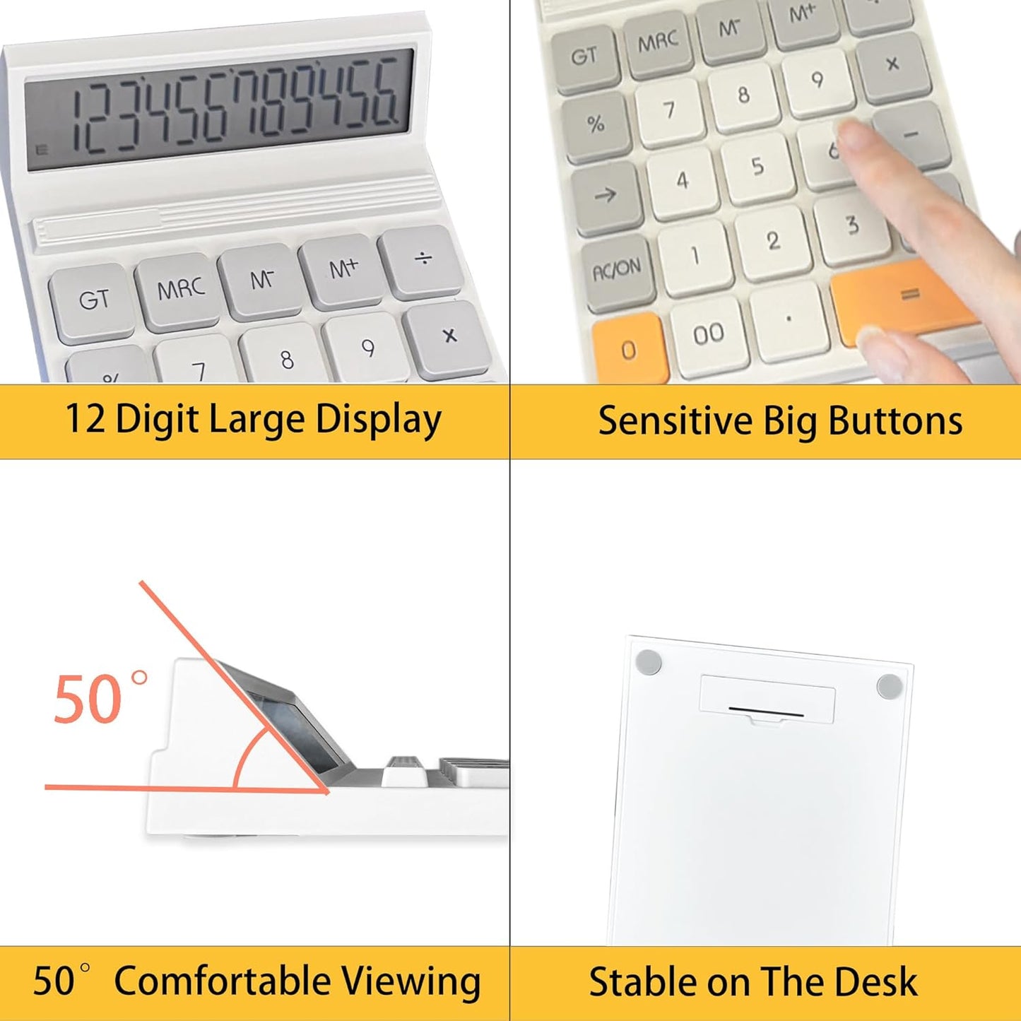 Desk Calculators, Benkaim Desktop Calculator, Big Button Calculator with12 Digit Large Display for Office, Home & Business Use