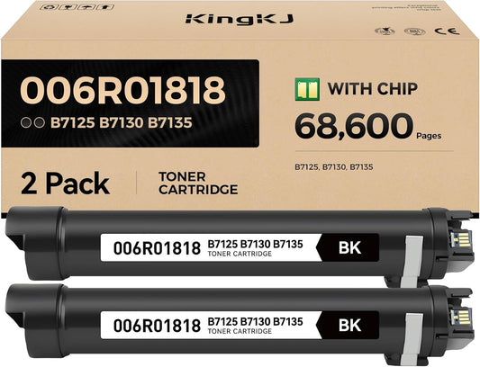 Versalink B7125 B7130 B7135 Black High Capacity Toner Cartridge 2-Pack Replacement for Xerox 006R01818 Toner Compatible with Xerox Versalink B7125 B7130 B7135 Laser Printer Ink All-in-One Copier Copy