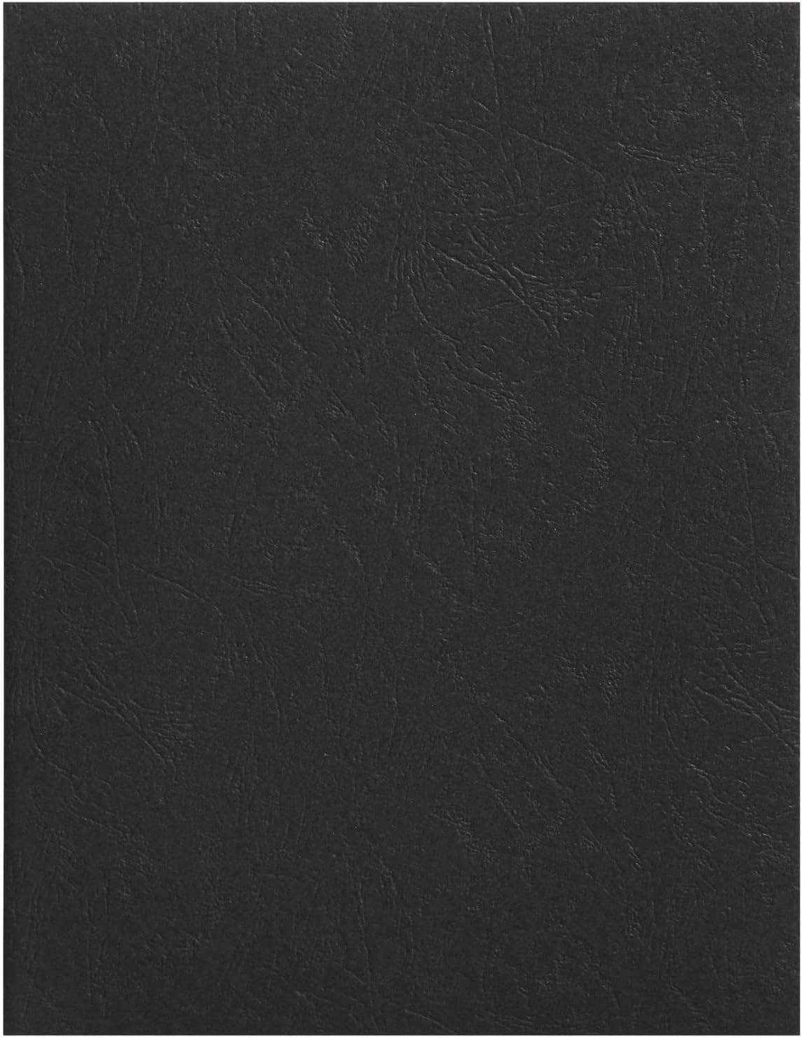 Juvale 100-Pack Black 13 Mil Presentation Binding Covers and Backs - 230g Letter Size Quality Leather Grain Paper for Business Reports, Office, School, & Spiral Binding Machine (8.5 x 11 In)