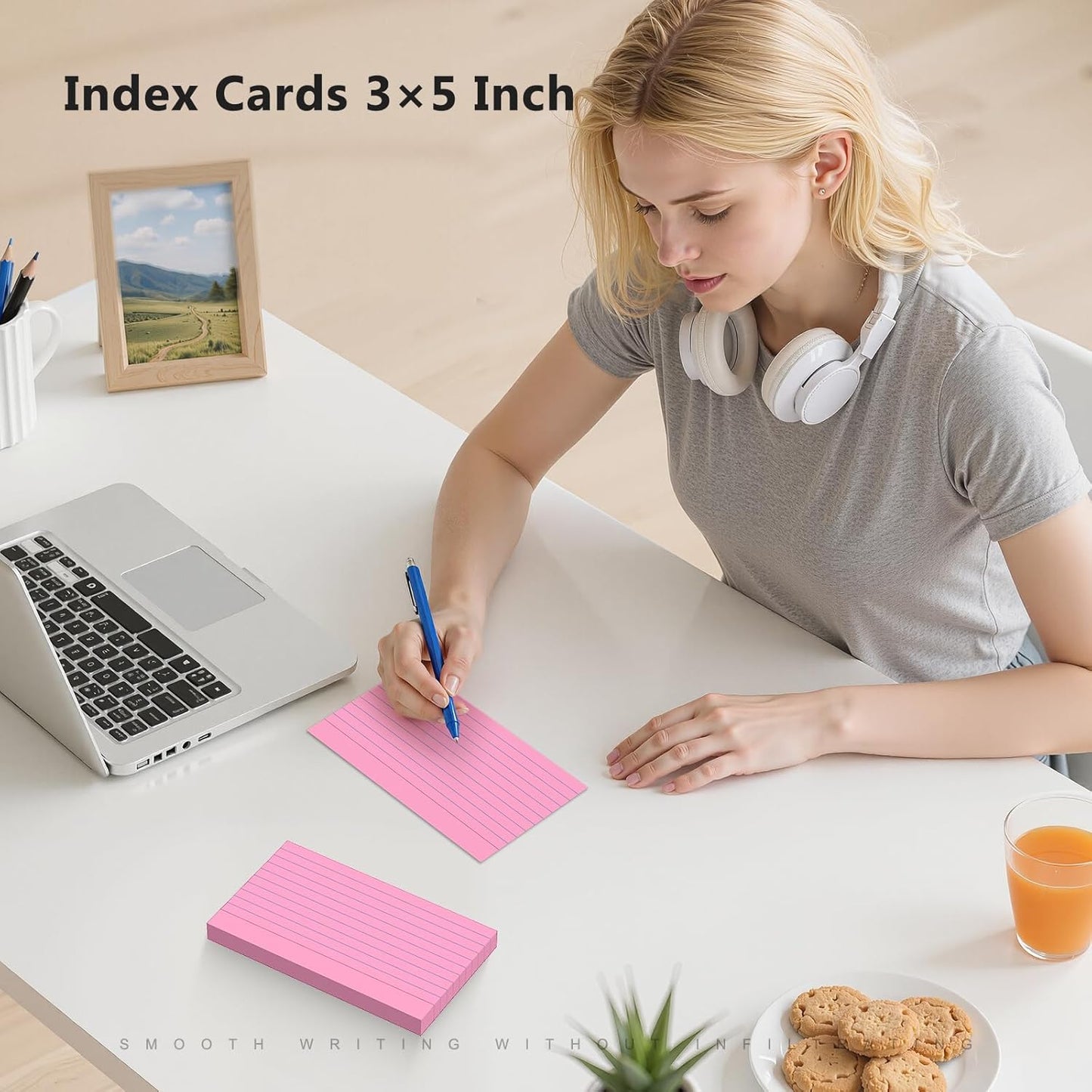 250 Count Index Cards 3 x 5 Inch, Heavyweight Pink Lined Note Cards Portable Ruled Flash Cards Perfect for Studying and Organizing, Note Taking Study Flashcards for Home, School and Office