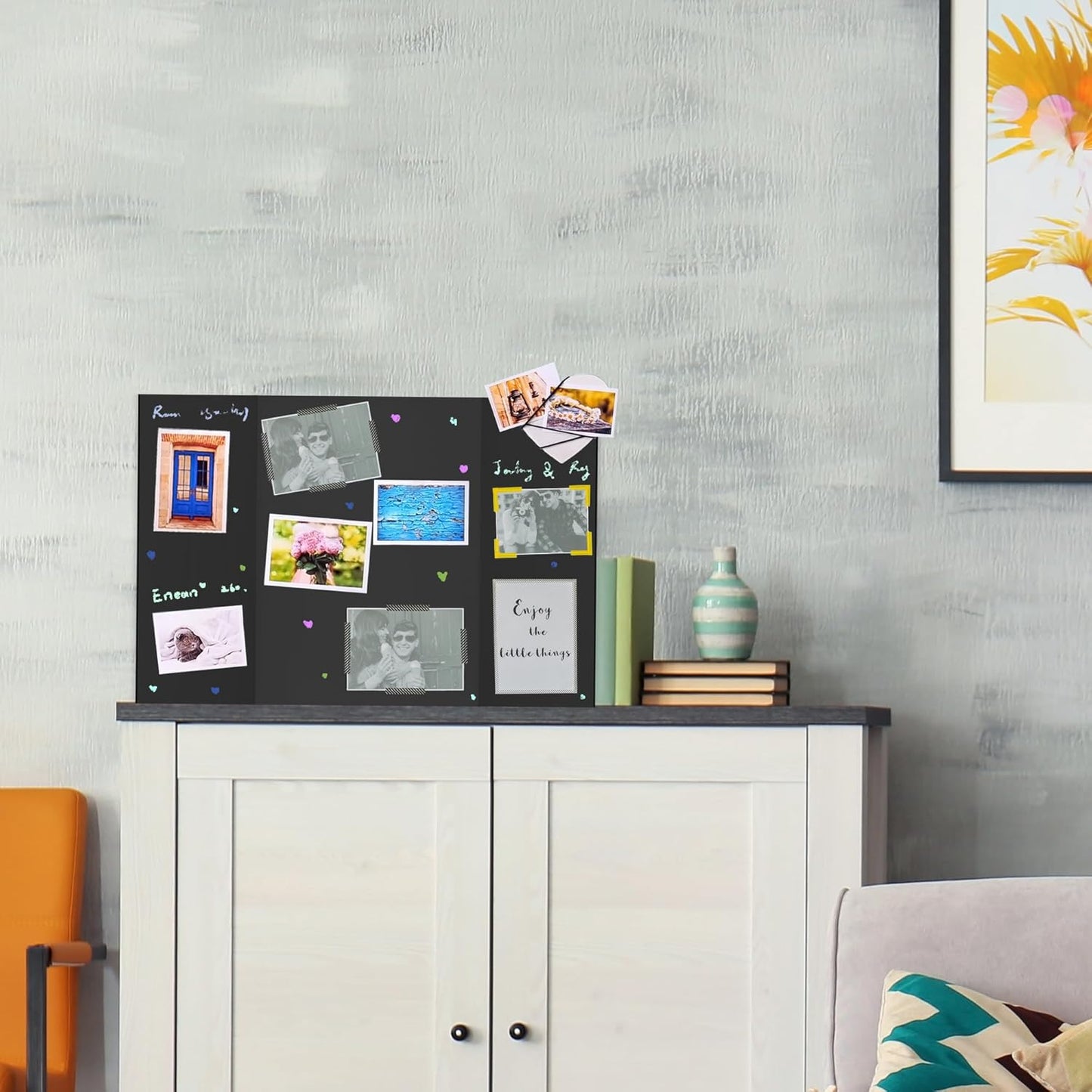 Chell Mini Size Trifold Poster Board, 16" x 24", Small Corrugated Project Boards, Black, 2 Pack