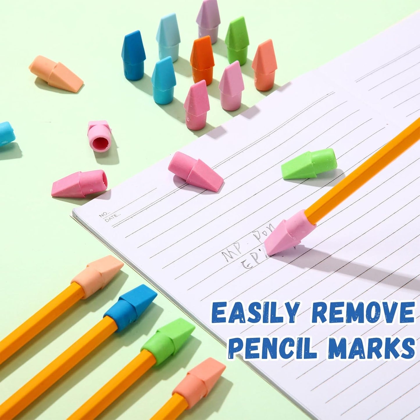 Crtiin 1000 Pcs Pencil Top Erasers Bulk Caps for Pencils Chisel Shape Erasers Toppers Classroom Party Favors Games Prizes Funny Pencil Eraser Cap for Kids Studying Supplies Home Office (Pastel)