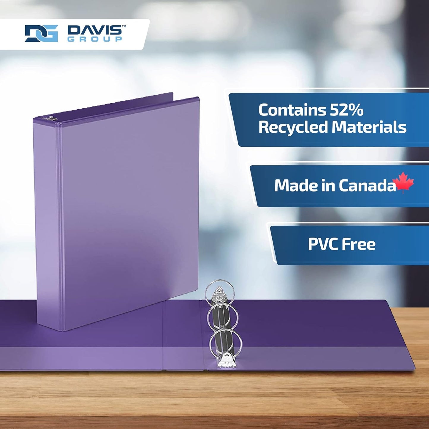 Easyview Premium 3-Ring Binders with Clear-View Covers and Round Rings, Binders for School or Office, 1.5 Inch, Pack of 6, Purple