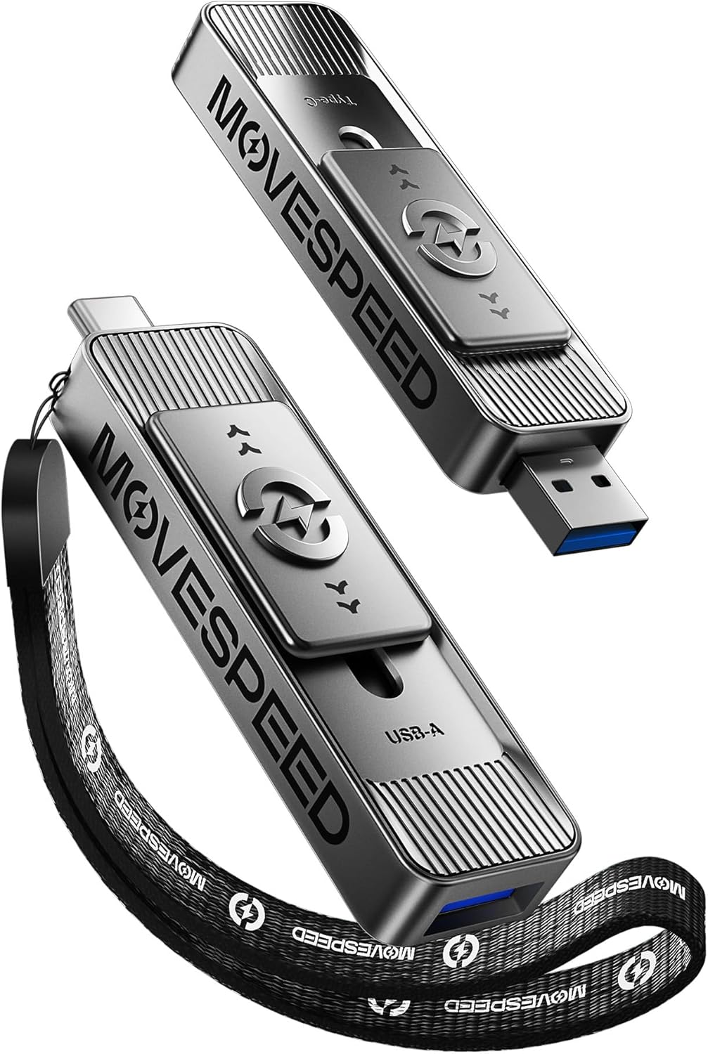 MOVE SPEED 1TB Solid State Drives with Dual Ports & Push-Pull Design — 560MB/s Read Speed, Type C + USB 3.2 Drive Portable ssd for iPhone 15/16/Android/Mac