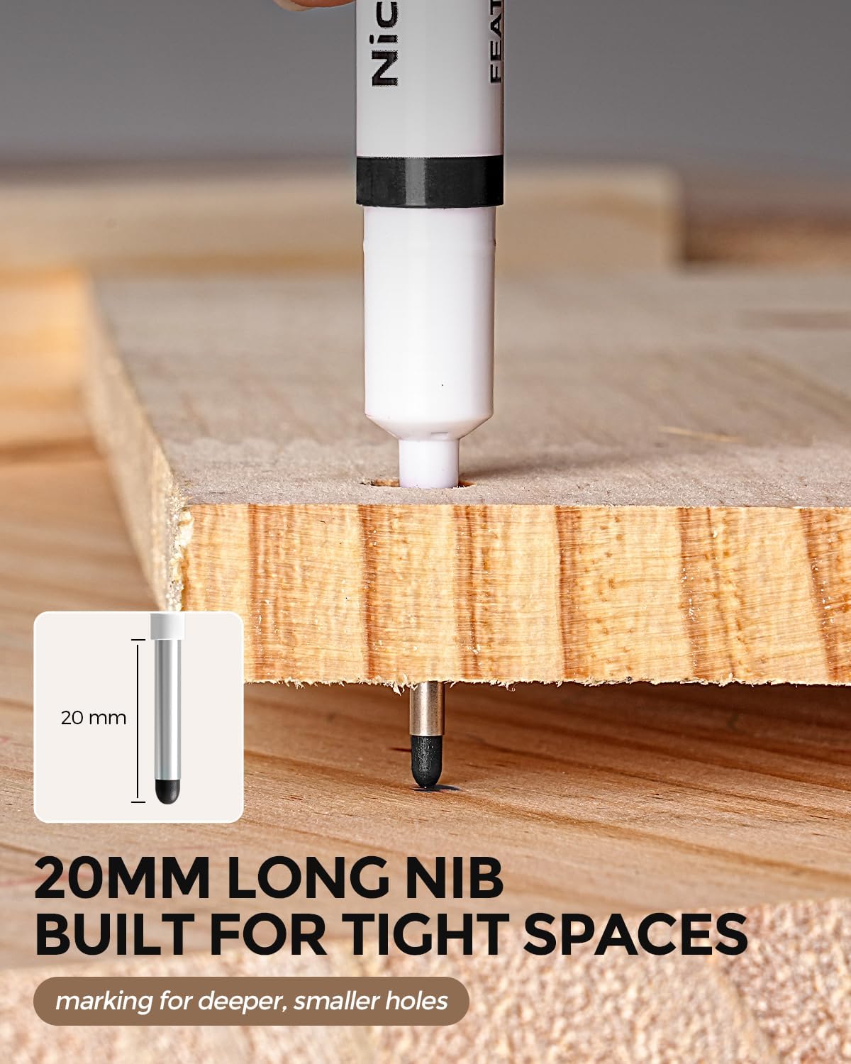 Nicpro 72 PCS Long Nib Marker Pens, 20mm Deep Hole Markers Bulk, Quick Dry & Waterproof Construction Marker, Long Head Mark Pens for Metal, Steel, Tile, Glass, Carpenter Marking Tool for Woodworking