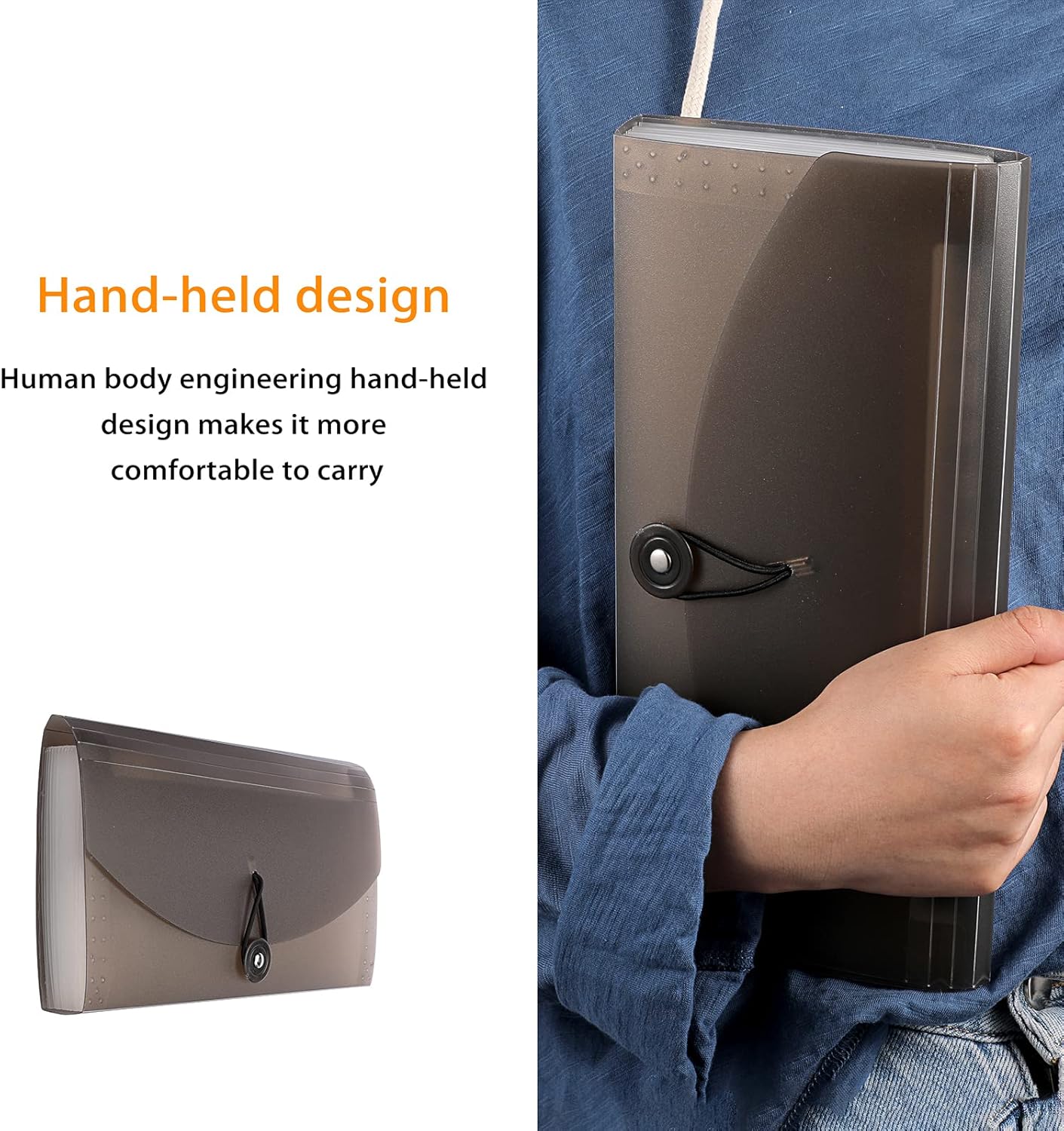 BTSKY Expanding Accordion File 13 Pockets Small Card Ticket Holder Storage Folder Check Bill Plastic Wallet Case (Coffee Translucent)