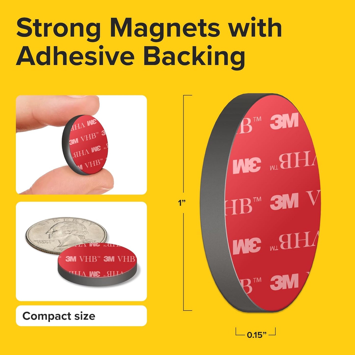 Adhesive Strong Magnets Heavy Duty (72 pcs 1x0.15) - Round Magnet - Strong Sticky Magnets with Adhesive Backing - Ceramic Magnet, Ferrite Ideal for for Industrial Use
