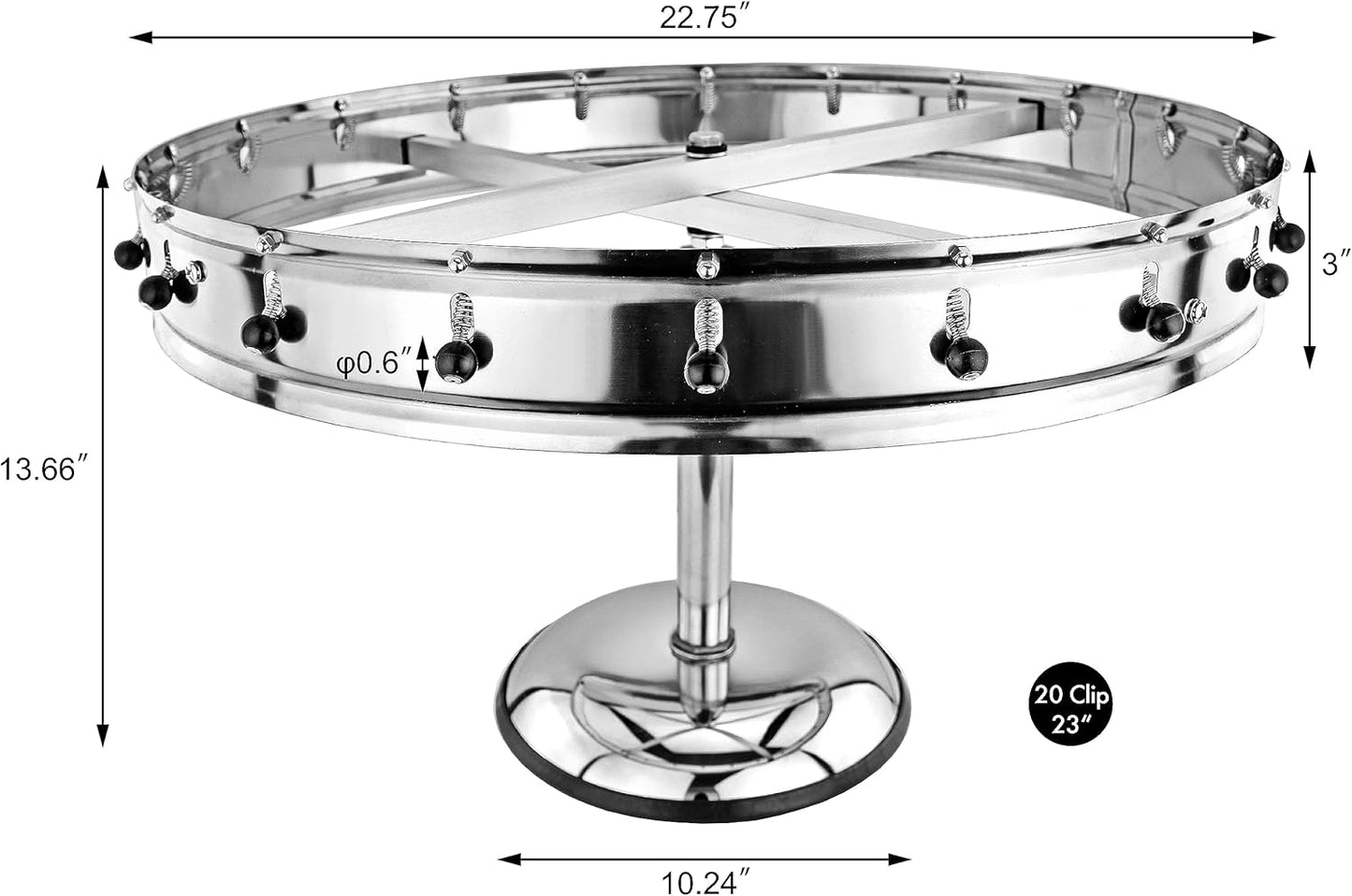 New Star Stainless Steel Order Wheel Ticket Holder, 20 Clips, 23-Inch Dia with 10-Inch Chrome Heavy Base, 1 Piece