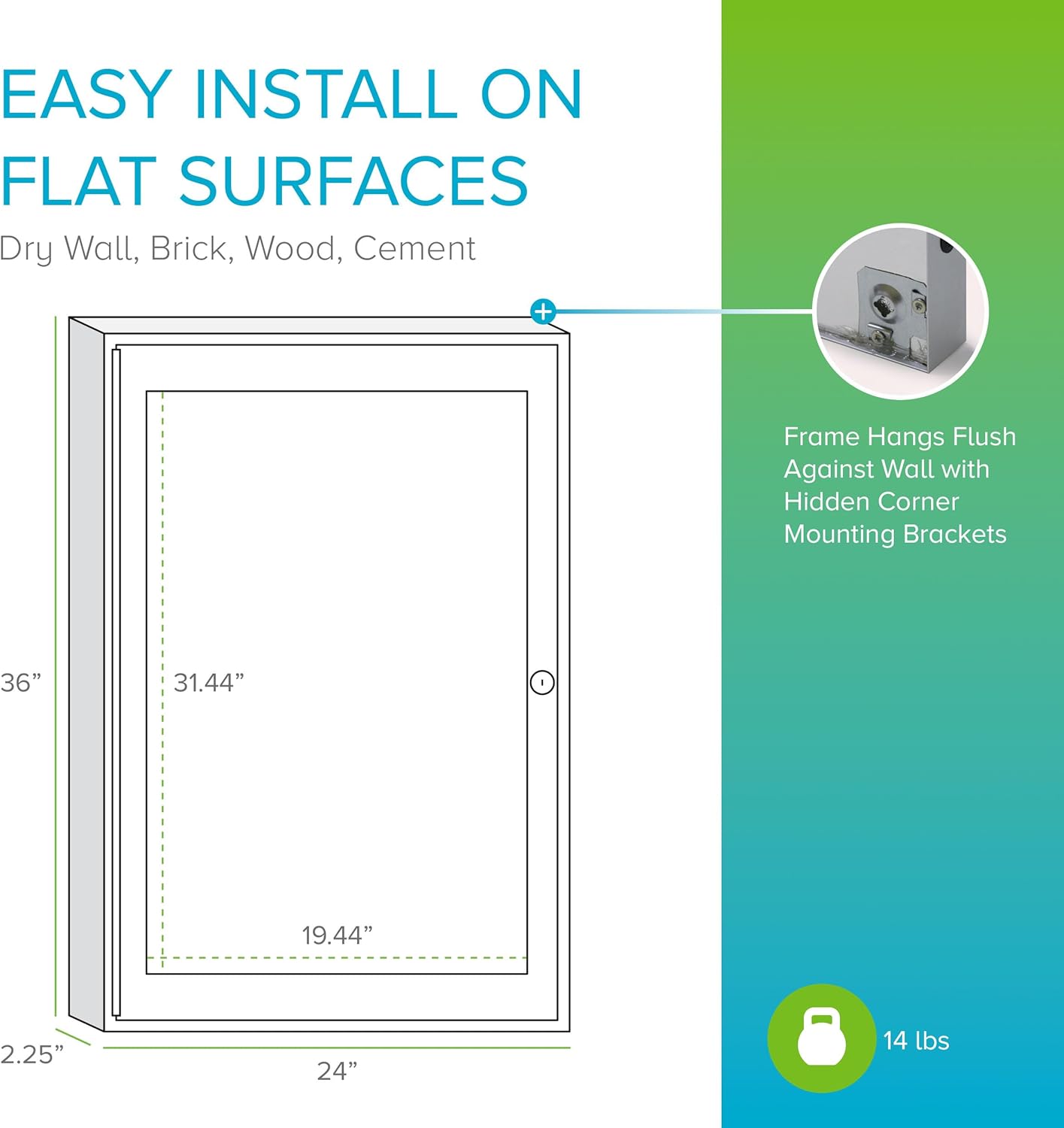 Ghent 36"x24" 1-Door indoor Enclosed Recycled Rubber Bulletin Board, Shatter Resistant, with Lock, Satin Aluminum Frame,Black (PA132TR-BK),Made in the USA