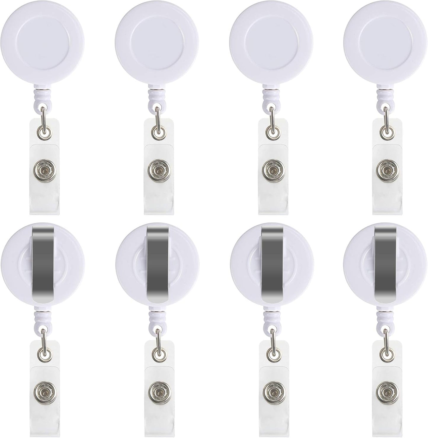 JANYUN 50 Pcs Retractable Badge Reel Clips Holder for Hanging ID Card Key Chain (White)