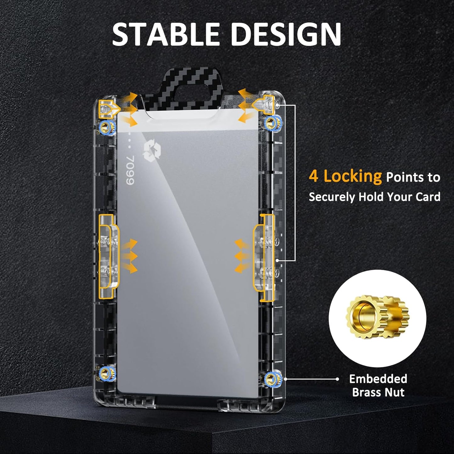 MNGARISTA Retractable Badge Holder, Heavy Duty Badge Reel Keychain with Belt Clip, 3K Carbon Fiber ID Card Holder Lanyard with 32.28" Retractable Key Chain, Black（2 Pack）