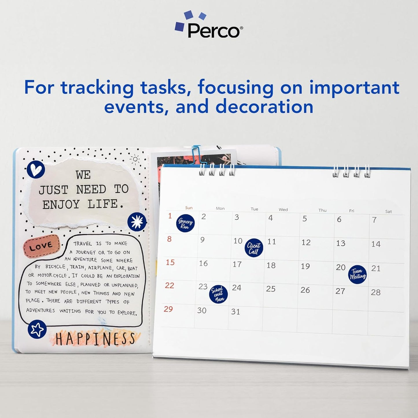 Perco Dark Blue 1-Inch Perforated Circle Dot Sticker Labels — 10 Rolls, 10,000 Round Stickers — with Permanent Adhesive for Inventory Management, Color Coding, Garage Sales, Crafts—Made in USA