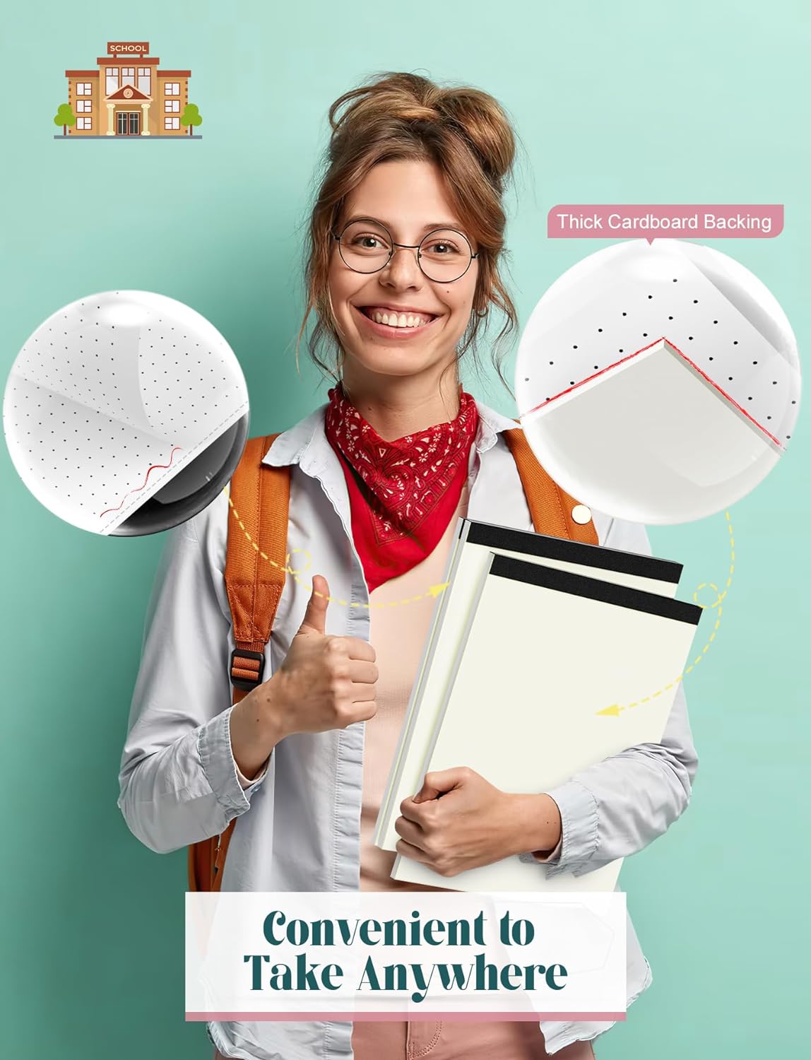 Dotted Paper 8.5 x 11, 6 Pack Dot Grid Paper Pad, 30 Sheets Per Pad Dotted Journal Notepad 8.5 x 11, Easy Tear-Off 5x5 Dots Journal Paper Pads for Office, School