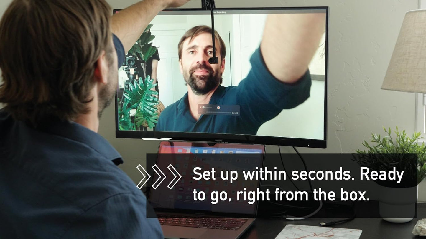 Center Cam V2 Middle-Screen Webcam - The Original Center Cam - 1080p Plug & Play USB, Adjustable Webcam for Laptop and Desktop for Home Video Conferences