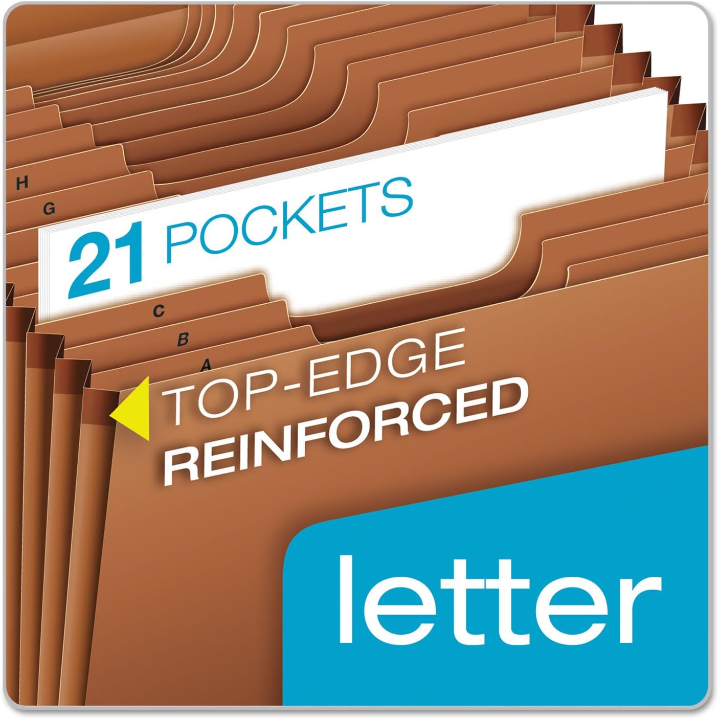 Pendaflex Heavy Duty Expanding File with Extra-Thick Cover, Tyvek Reinforced Edges, 21 Pockets, A–Z Tabs, Elastic Cord Closure, Letter Size (R117ALHD),Brown