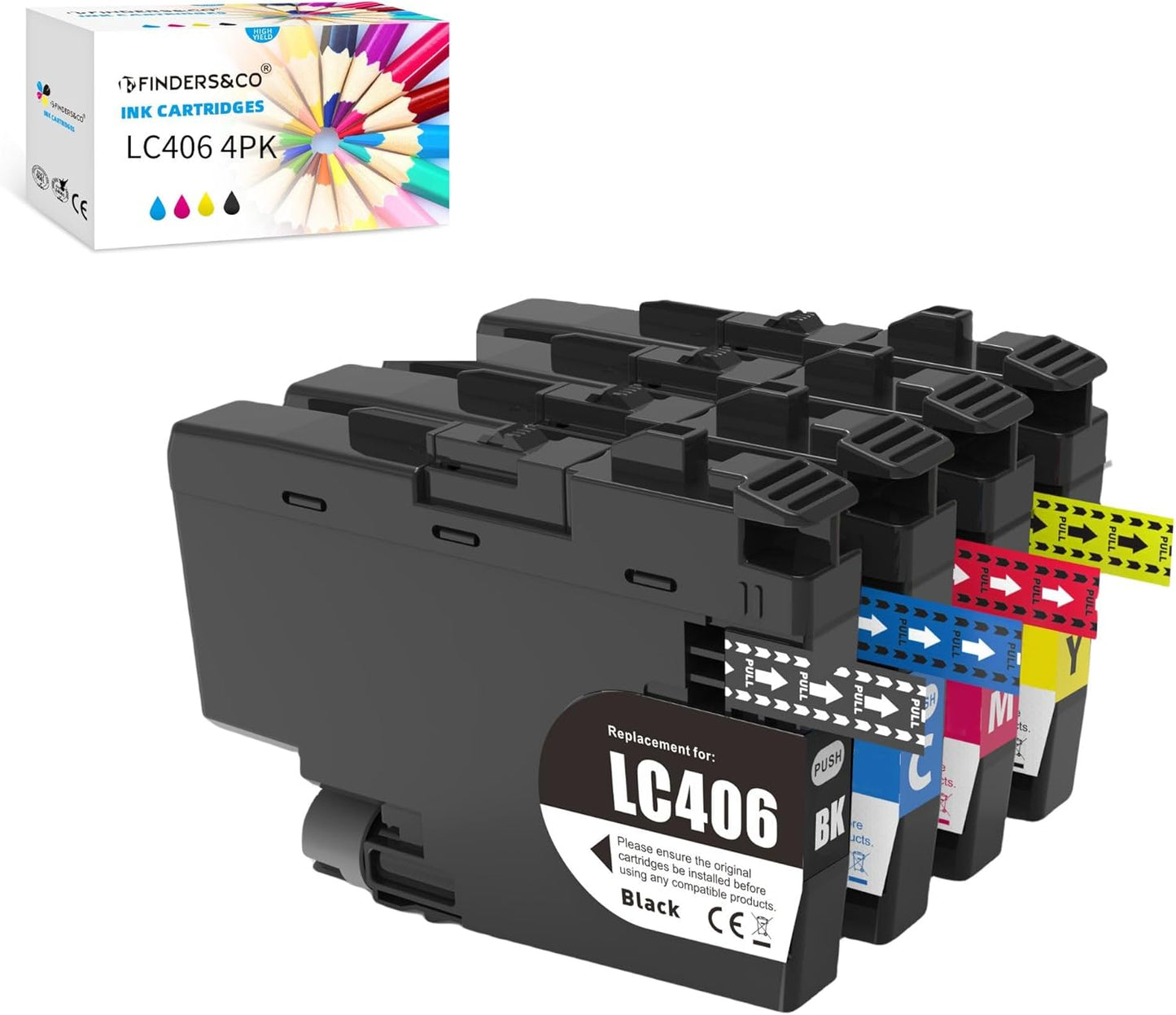 F FINDERS&CO LC406 Ink Cartridges LC 406 Ink Work with MFC-J4335DW J4345DW MFC-J4535DW MFC-J5855DW J5955DW J6555DW MFC-J6955DW Printer (4Pack)