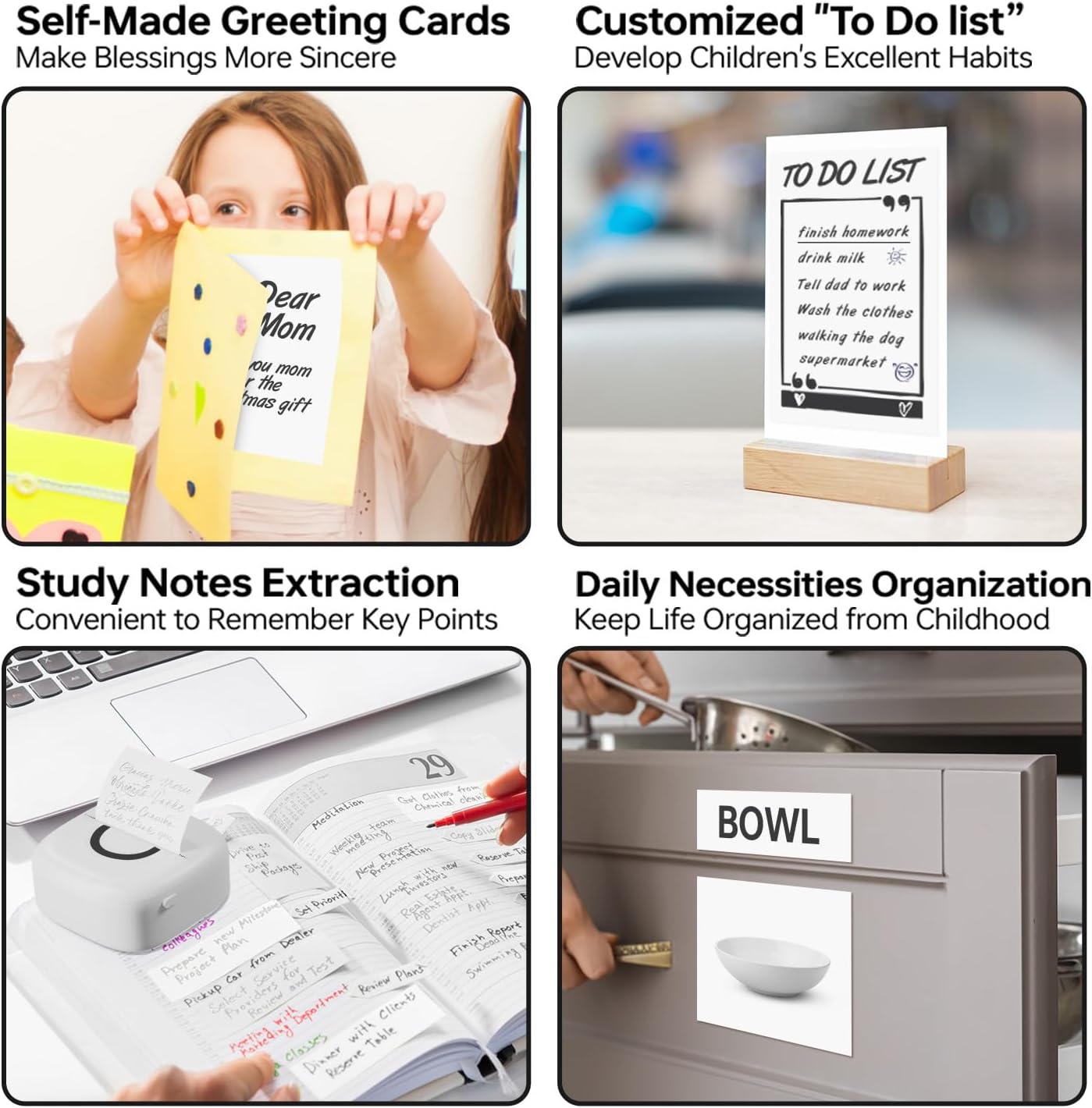 Mini Printer Sticker Thermal Printer with 3 Rolls Paper, Bluetooth Portable Phone Print Pods,Study Sticker Maker for Pictures, Photos, Journals, DIY, Compatible with Phone & Tablet