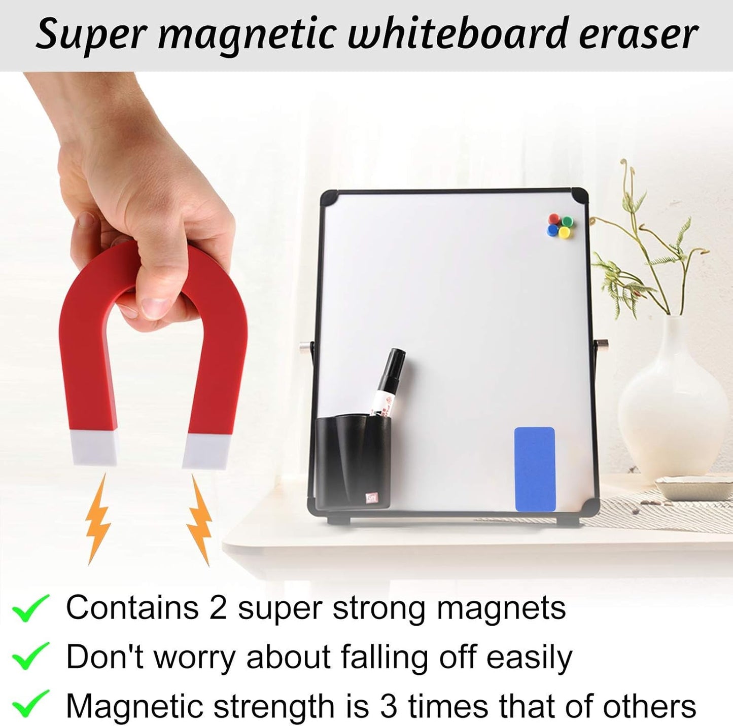 OWLKELA Magnetic Dry Erase Erasers, Assorted, White Board Erasers, 4 Pack, Dry Erase Board Erasers, Magnetic Whiteboard Eraser