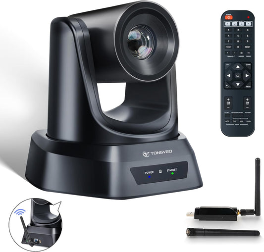 Wireless Conference Room Webcam, Church Live Streaming 20X USB 1080P 60fps PTZ Camera for Worship Services Online Conference, Works with Zoom, Skype OBS Easy to Set Up