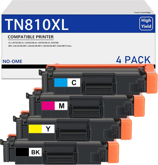 TN810XL TN-810 Toner Cartridge Compatible Replacement for TN810 TN 810 TN-810XL TN-810XL for HL-L9410CDN HL-L9430CDN HL-L9470CDN MFC-L9610CDN MFC-L9630CDN MFC-L9670CDN Printer(4-Pack)