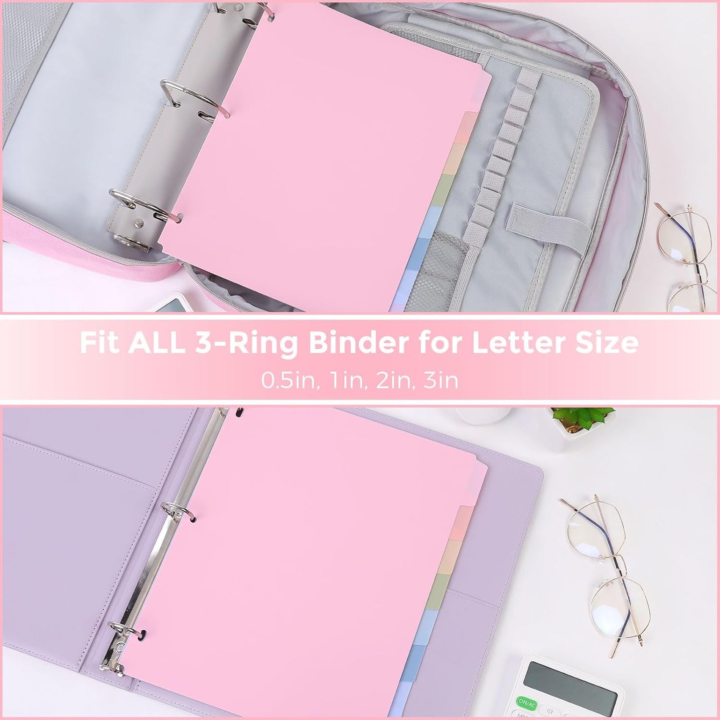 SKYDUE Durable Plastic 8-Tab Dividers,Big Tab Dividers for 3 Ring Binder, Write&Erase 3 Ring Binder Dividers with Tabs,with Sticker Labels