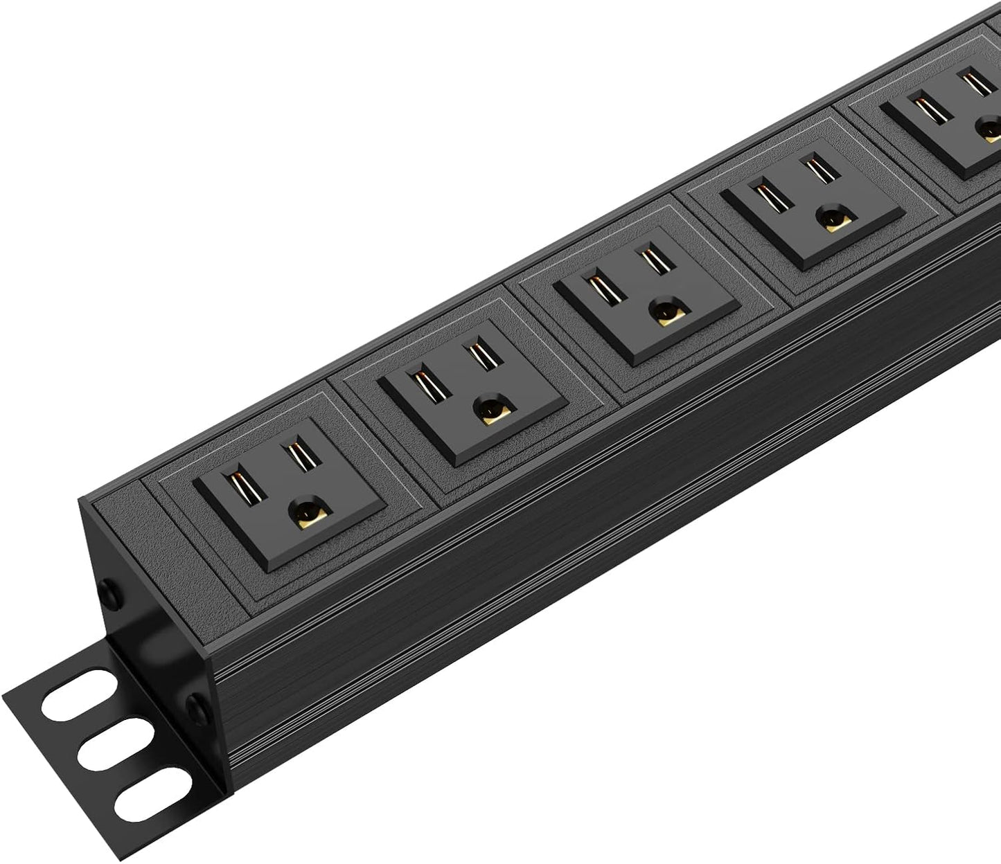 20PCS 6 Outlet Power Strip, Metal Mountable Power Strip Surge Protector, Heavy Duty Wall Mount Power Outlet for Commercial, Industrial, Workshop, Long Power Cord, 15A/125V 1875W