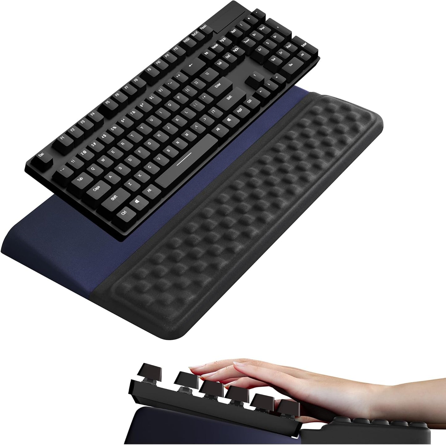 Ospelelf Ergonomic Keyboard Wrist Rest Stand Riser Holder Pad for Typing Black Blue