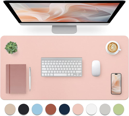 Blossoms Pink Desk Mat, Waterproof Non-Slip Leather Desk Pad, Large Mouse Pad, Desk Writing Pad, Desk Mat for Keyboard and Mouse Desk Organizers and Accessories (31.5×15.7 Inches)