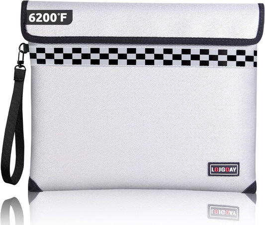 Upgraded Fireproof Document Bag - with 6200°F Heat Insulated, Fireproof Money Bag for Cashwith Fireproof Zipper, 9 Layers of Functional Materials, Water Fire Proof Bag Fireproof Bag (Silver, 13"x11")
