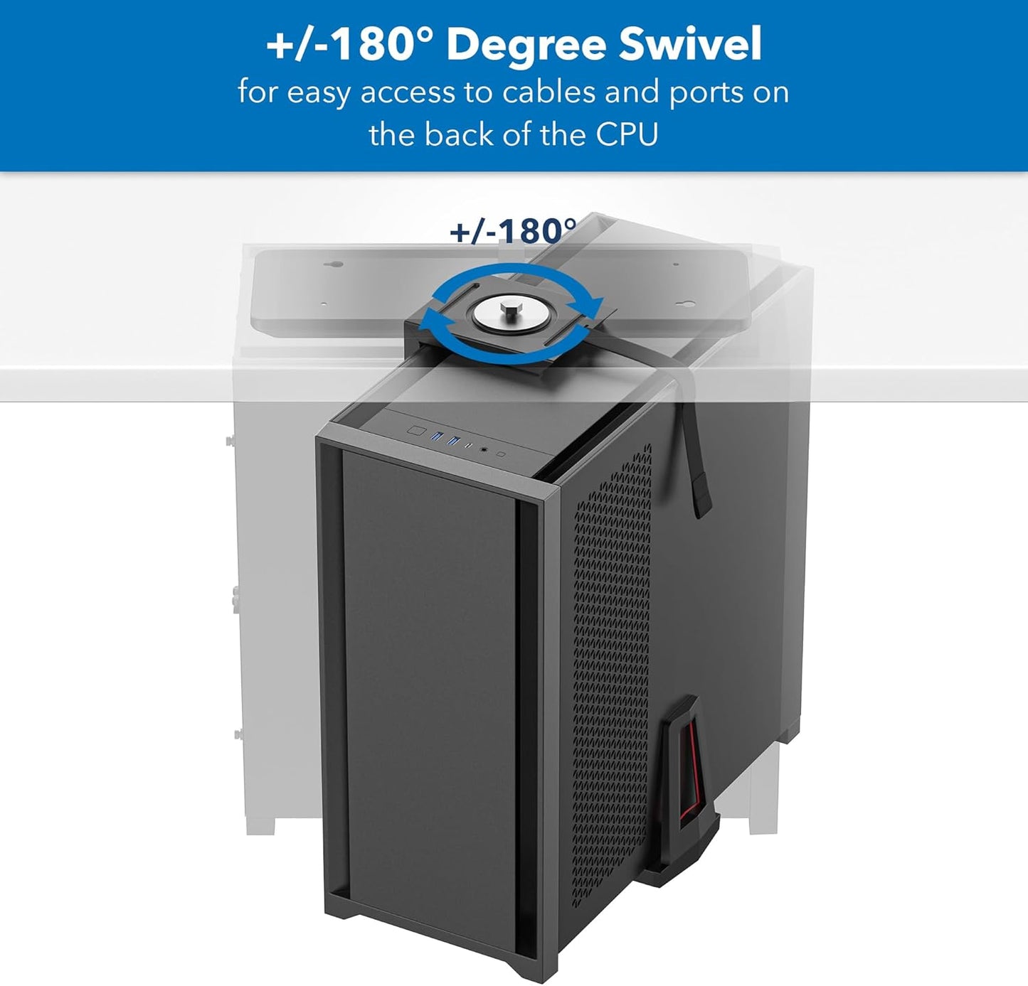 Mount-It! CPU Under Desk Mount Bracket Rack, Adjustable Computer Tower Desk Mount with Sliding Track, 33 lbs Capacity, Black