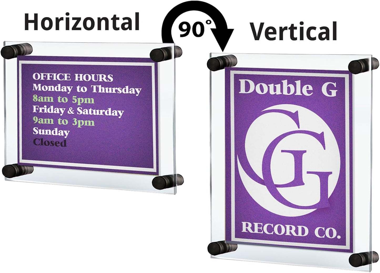 Azar Displays 105511-BLK Acrylic Floating Double Panel Wall Frame,8.5" x 5.5" Graphic Size, Overall Frame Size: 12.5" x 9.5", Black