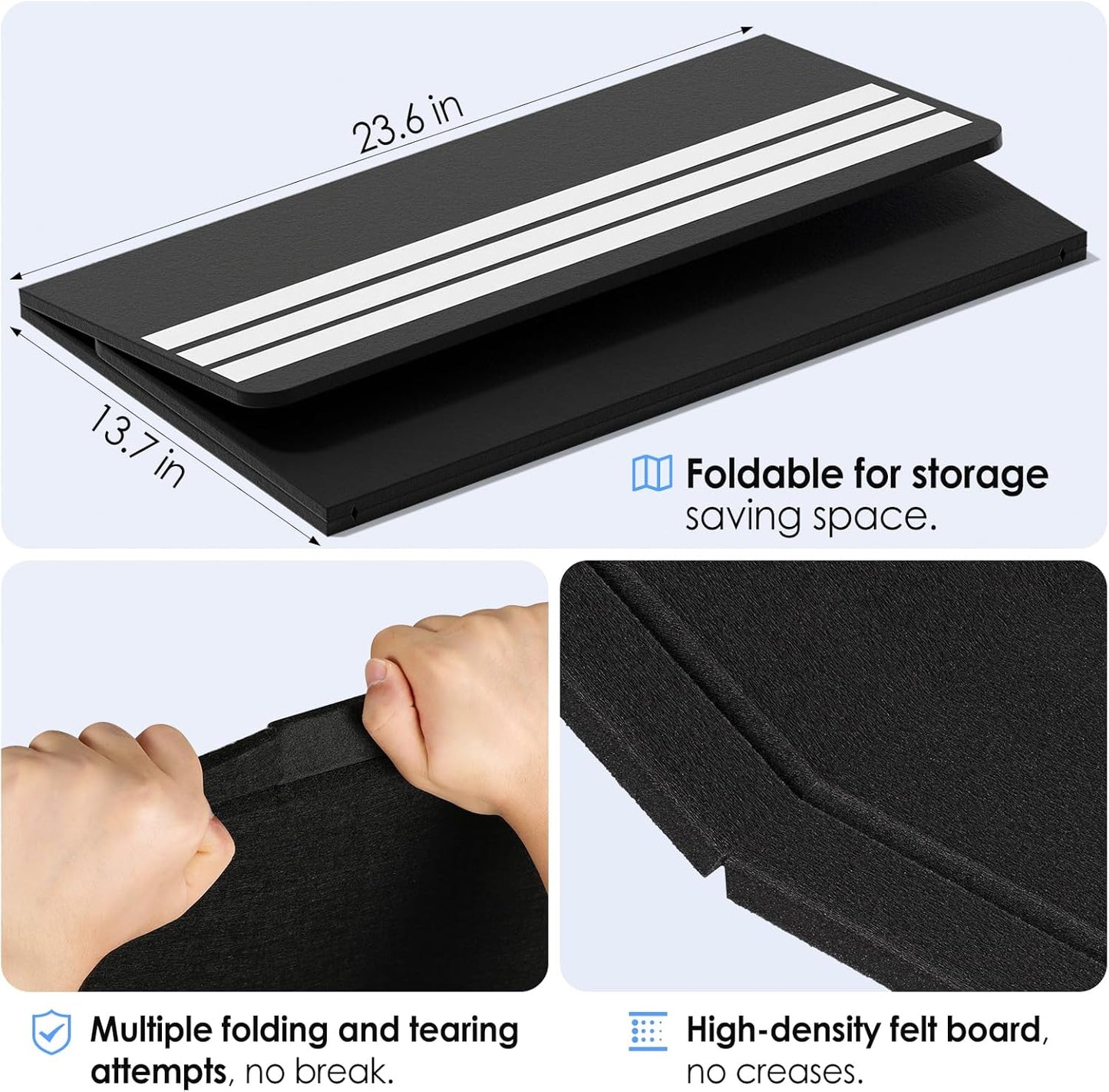 MaxGear Large Bulletin Board 36" x 24", Foldable Felt Board Vision Board Supplies, Cork Board for Office, Home, School, Small Pin Boards for Walls Decorative Display Board Black