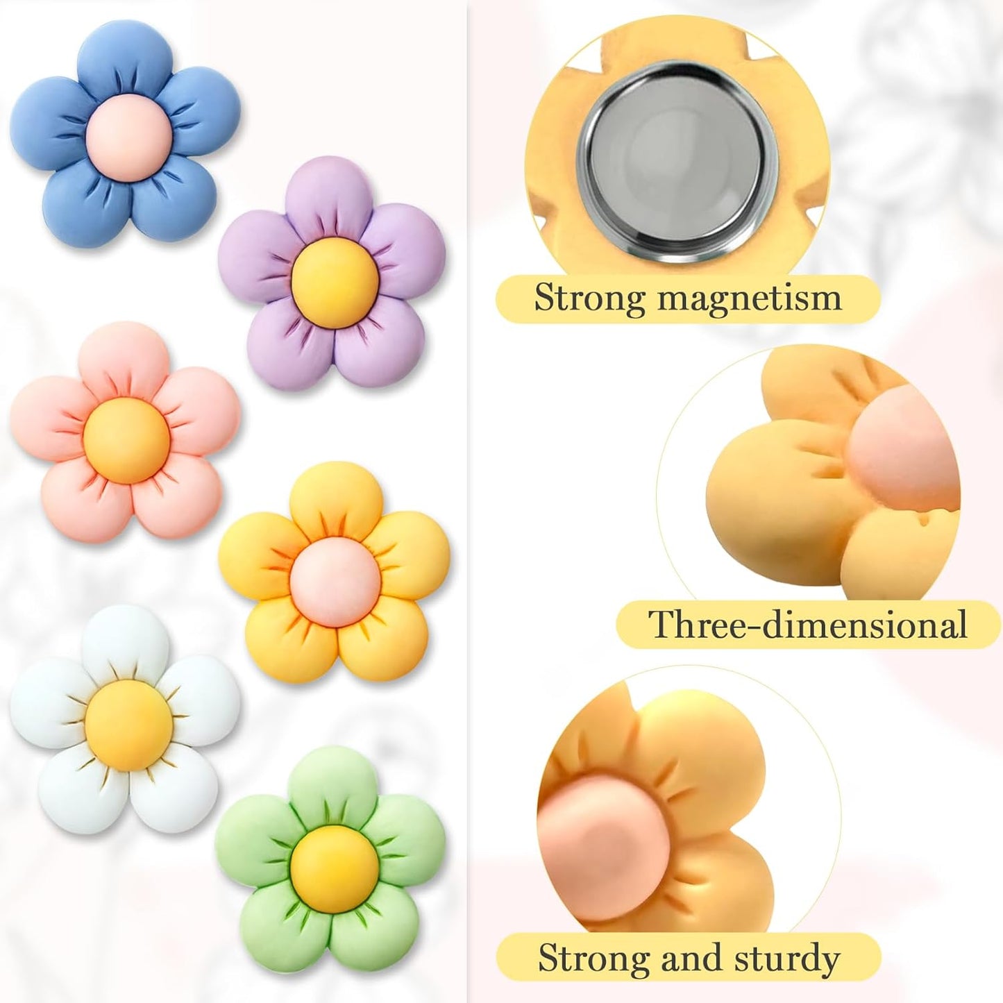 Qualsen 3D Flower Fridge Magnets - 12 Pcs Cute Decorative Magnets for Refrigerator, Whiteboard, Locker & Kitchen (Solid Peach Blossom)