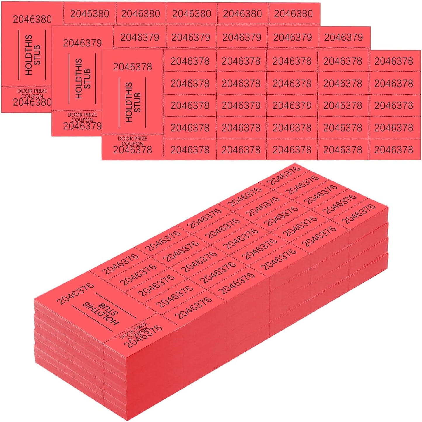 Kosiz 504 Sheets 25 Bid Raffle Ticket with Different Numbers Per Sheet Chinese Auction Tickets for Events Church Basket Auction Silent (Red)