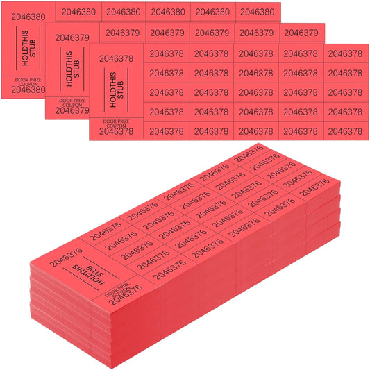 Kosiz 504 Sheets 25 Bid Raffle Ticket with Different Numbers Per Sheet Chinese Auction Tickets for Events Church Basket Auction Silent (Red)