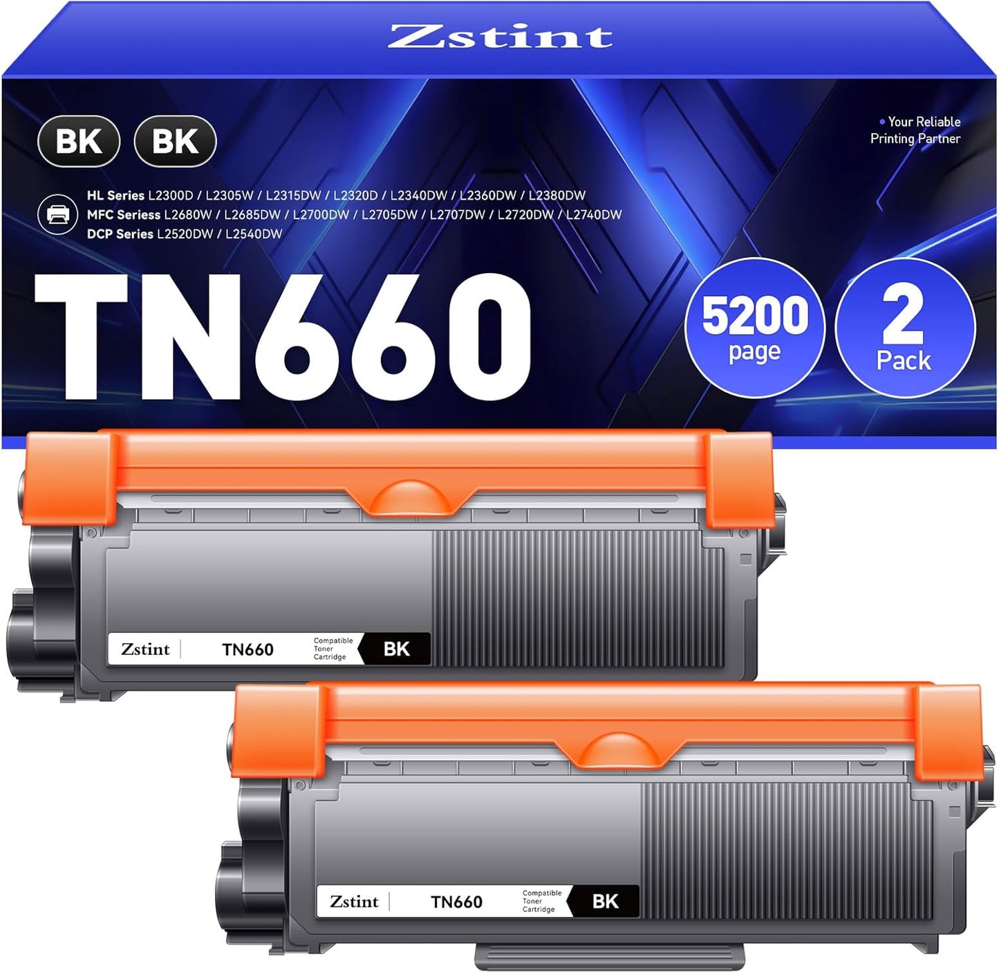 TN660 Toner Cartridge Replacement Compatible for Brother TN-660 TN630 TN-630 HL-L2380DW HL-L2320D HL-L2340DW DCP-L2540DW MFC-L2700DW MFC-L2720DW HL-L2300D HL-L2360DW DCP-L2520DW Printer Black 2-Pack