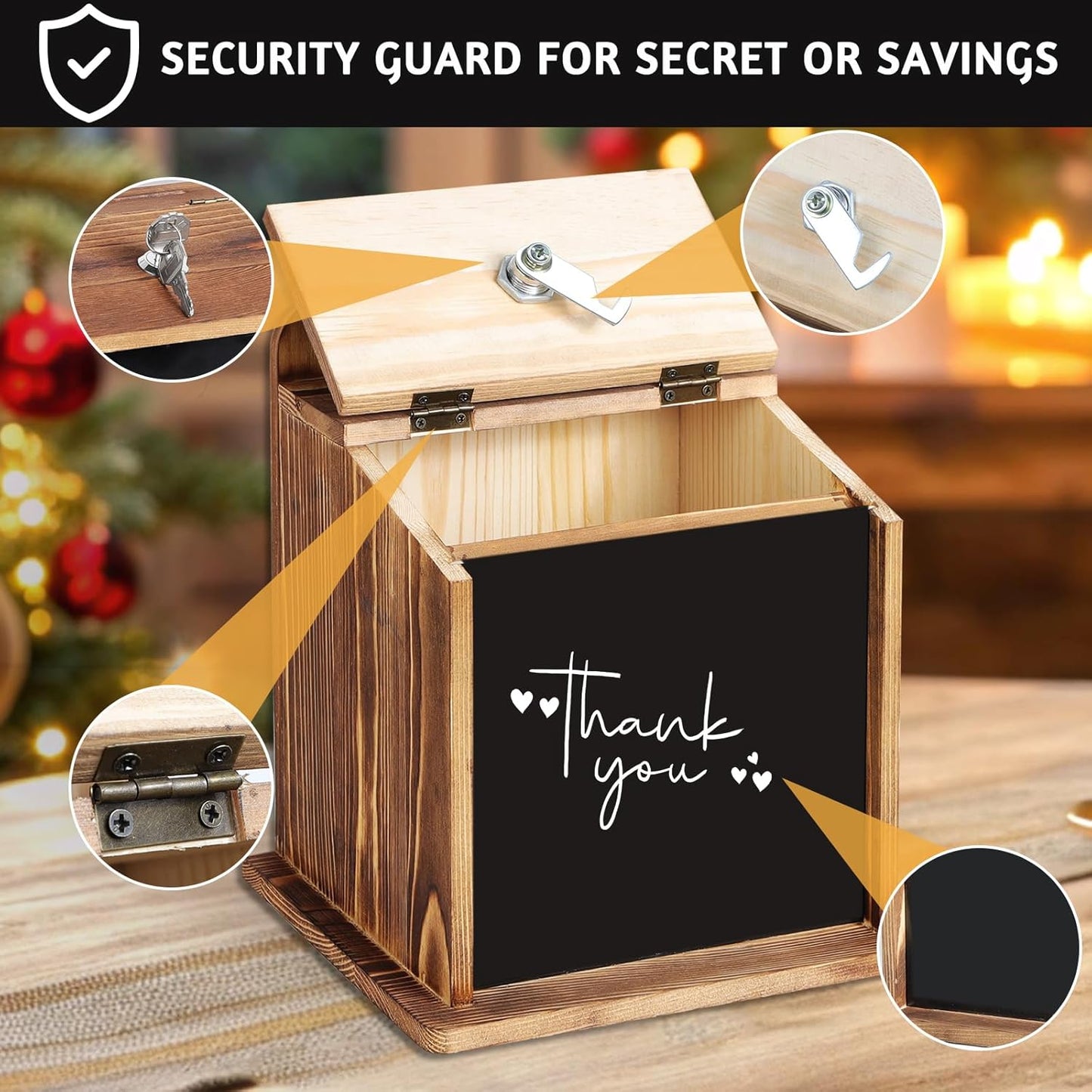 Suggestion Box with Slot Lock with 100 Suggestion Cards - Ballot, Donation, Comment Drop Box for Church, Office, Wedding - Wall Mount/Countertop