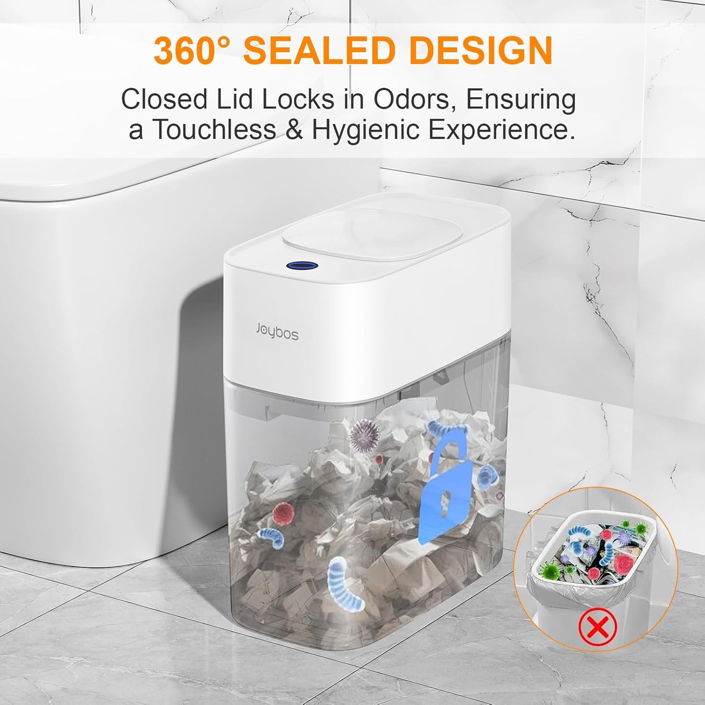 MOPALL Automatic Motion Sensor Bathroom Trash Can with Lid, 3 Gal Touchless Trash Can Auto-Adsorption Garbage Can, Slim Smart Trash Bin Waterproof Waste Basket for Bedroom, Kitchen, Office, Toilet, RV