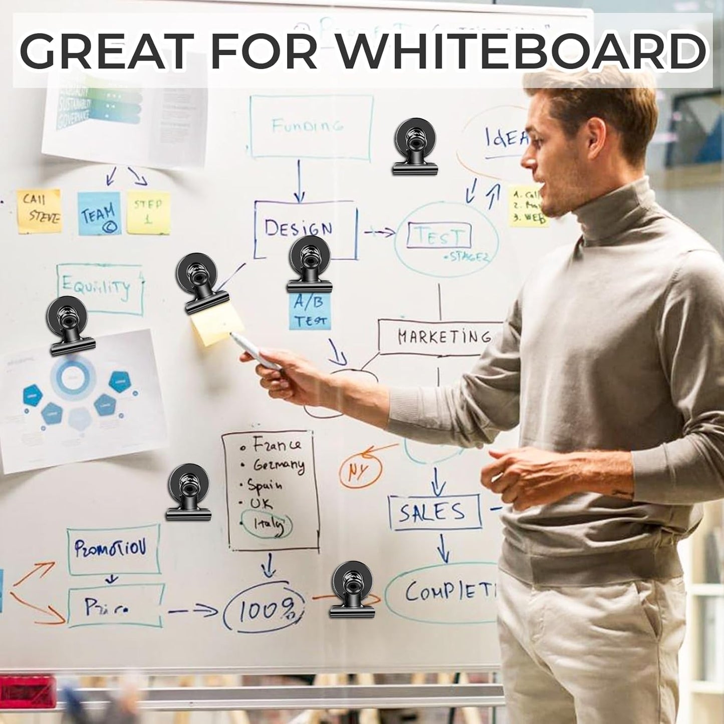 48 Pack Magnetic Clips, Refrigerator Magnets Fridge Magnets, Black Magnet Clips for Whiteboard, Clip Magnets for Photo Displays, Home, Office,Classroom