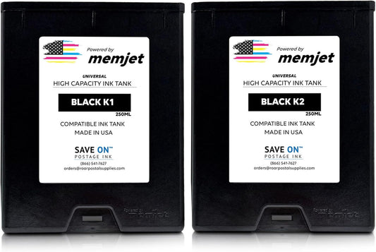 Quadient Memjet M5K250-N Compatible High Capacity Black Printer Ink Tank (500ml) - Printer Ink Cartridge for Mach Series Quadient & Hasler Printers - Replacement Inkjet Printer Ink (2-Pack)
